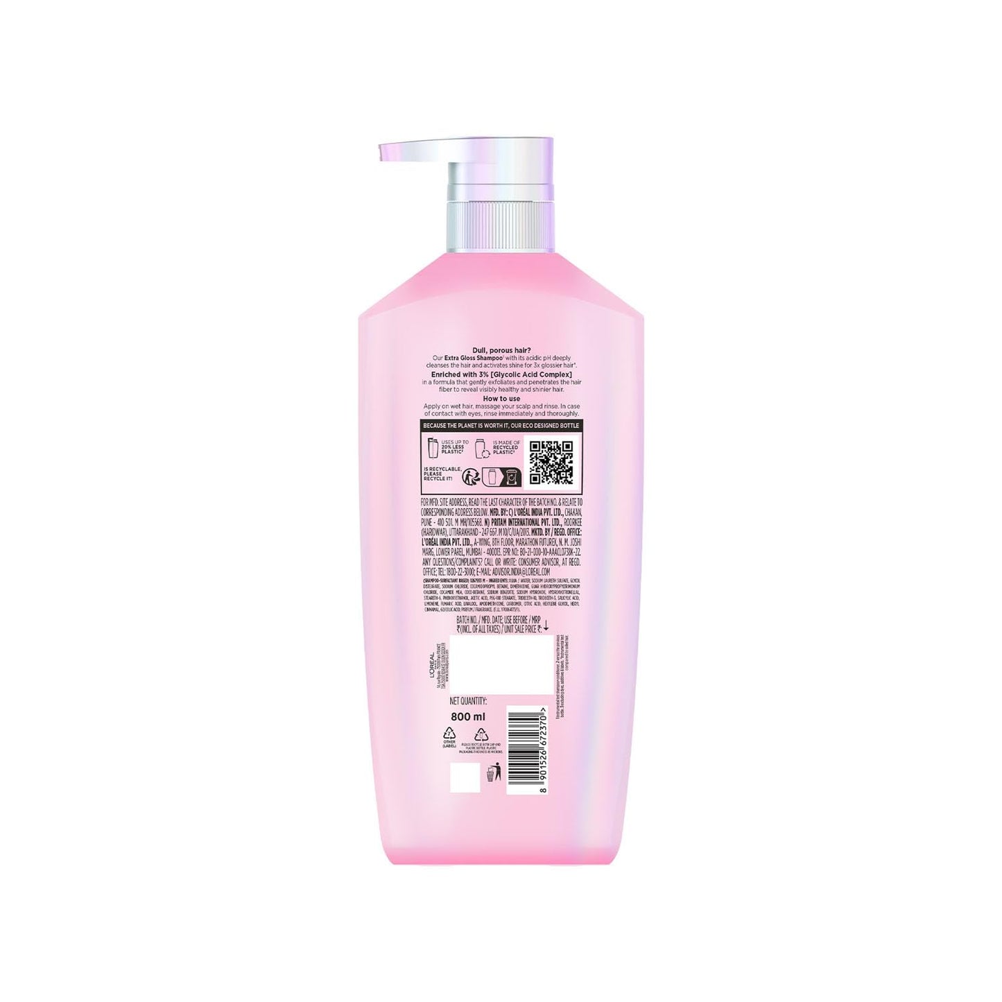 Pink shampoo bottle with label on a white background