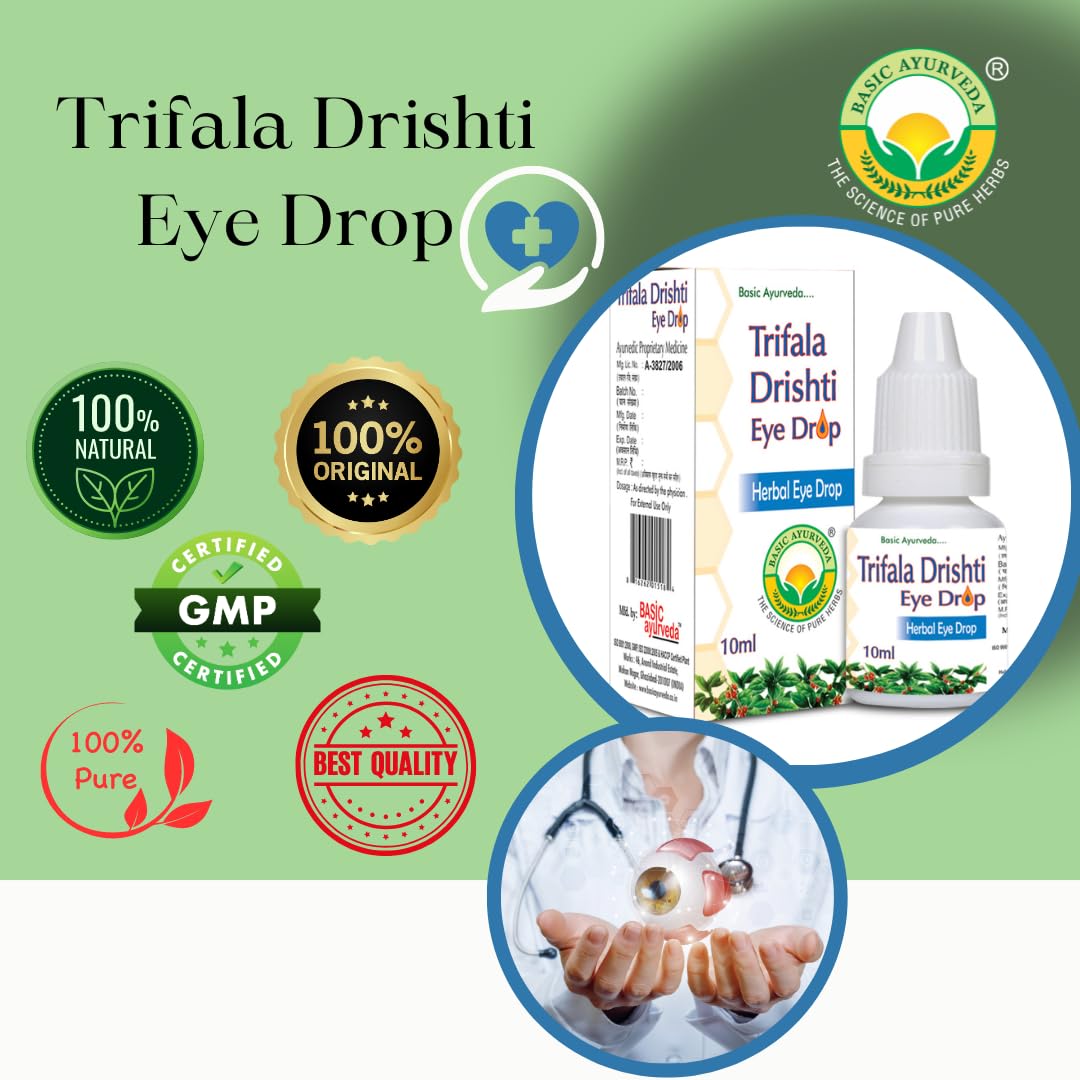 Basic Ayurveda Triphala Drishti Eye Drop – 10ml | Natural Ayurvedic Herbal Eye Care Drops with Triphala & Honey | Cooling, Refreshing & Gentle Support for Healthy Eyes & Daily Eye Wellness