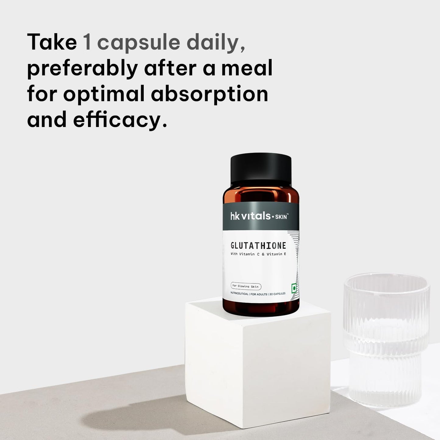 HealthKart HK Vitals Glutathione (30 Veg Capsules) | With Vitamin C & E, Biotin | For Skin Glow and Hydration