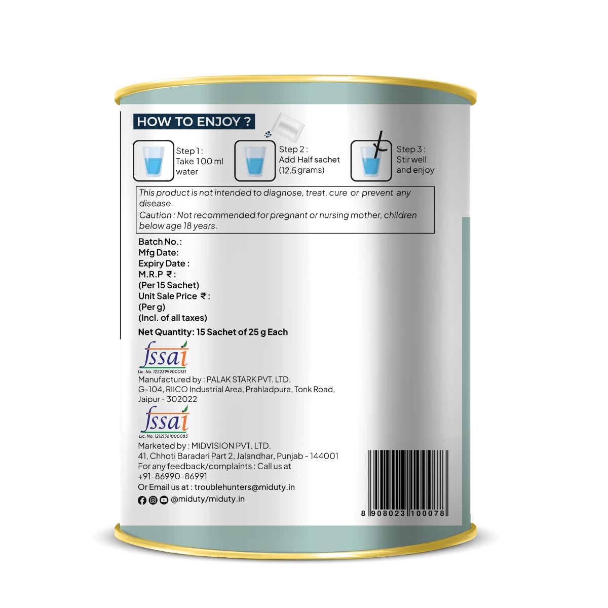 Zephivo Miduty By Palak Notes Build Joints Back For Rheumatoid Arthritis Supplement - Collagen Peptides Natural Egg Membrane, Boswellia and Glucosamine - Joint Pain Relief Supplement - 15 Sachets