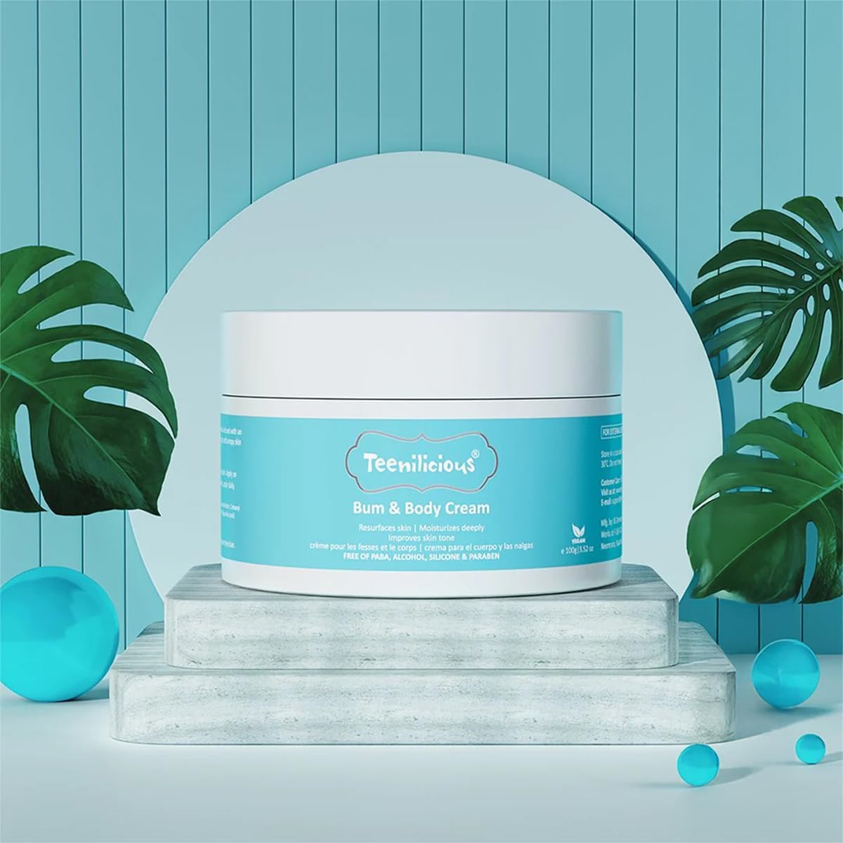Teenilicious Bum Body Cream for Butt Acne 100gm - Improves Rough and Bumpy Skin, Reduces Butt Acne, Boosts Deep Moisturisation, Unclogs Skin Pores, Evens Skin Tone