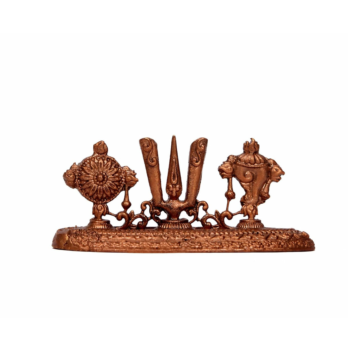 Pure Copper Shanku Chakra Nama Murti | Handcrafted Copper Idol for Pooja Room, Vastu Decor | Traditional & Auspicious Religious Hindu God Showpiece & Gift Item | 50gm (3.5x7.5 cm)