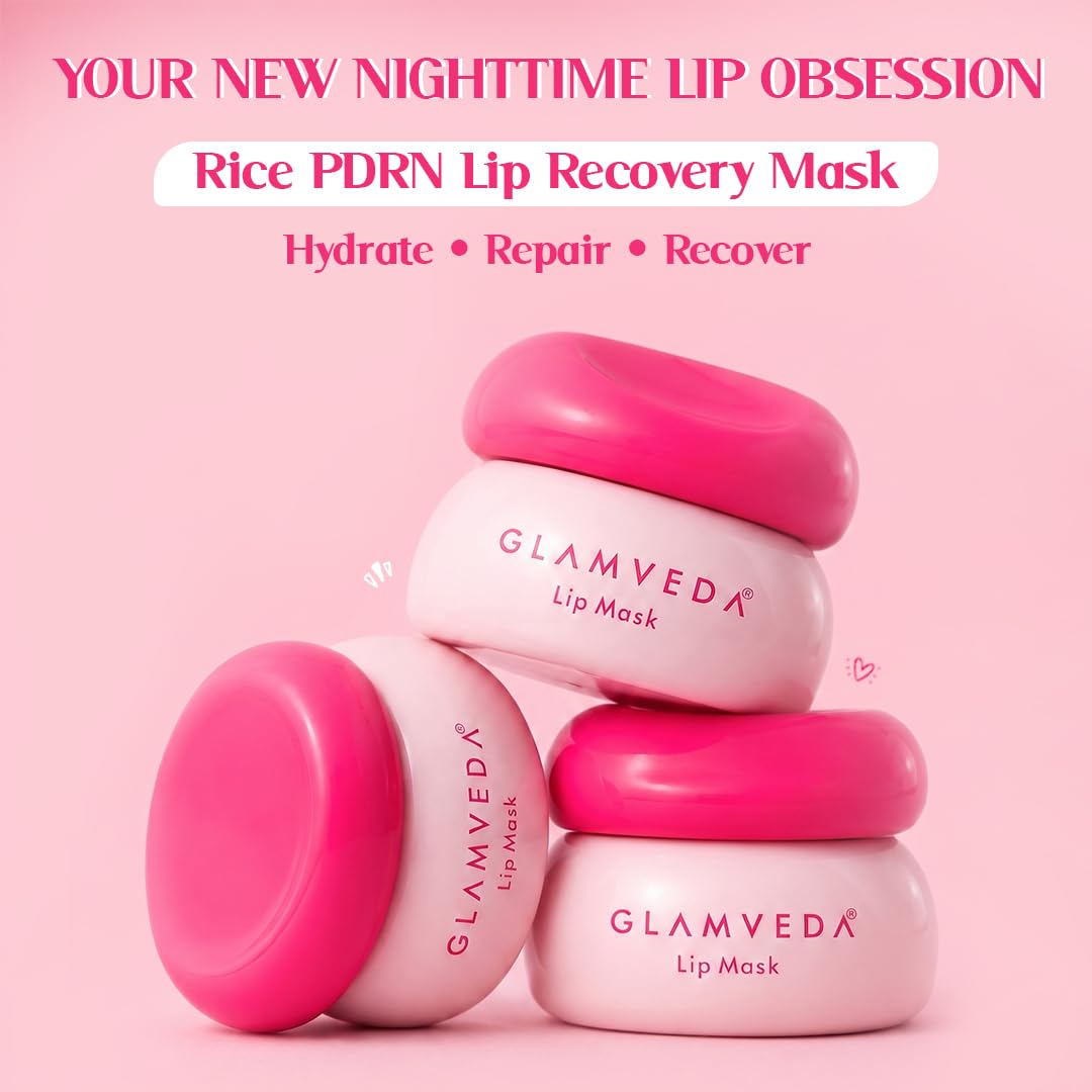 Glamveda Rice PDRN Lip Recovery Mask 3.5g | Overnight Lip Repair Mask with Rice PDRN & Hyaluronic Acid | Deep Hydration & Glossy Lip Treatment for Dry Lips