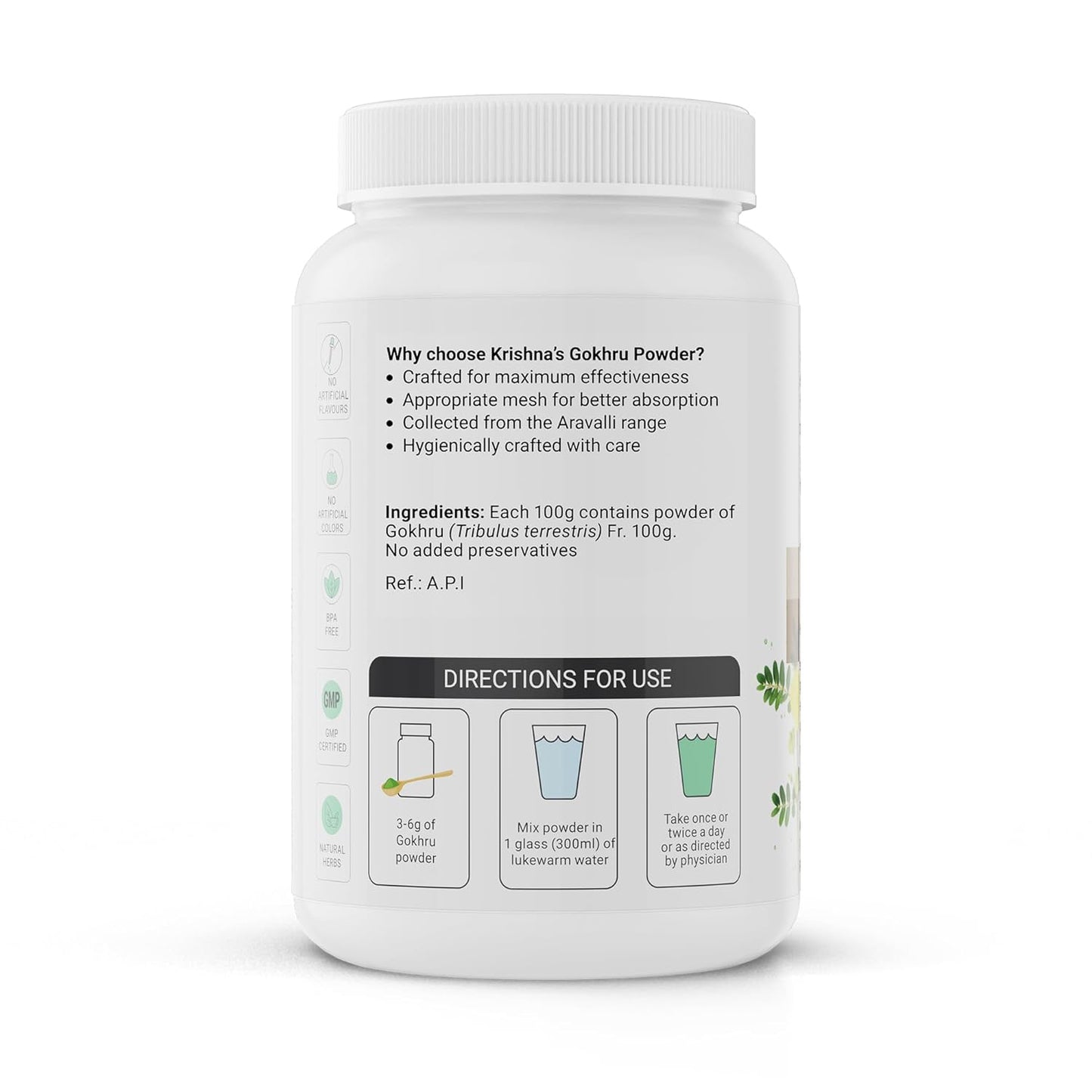 Krishna's Gokhru Powder - 100 g | Preservative Free | Natural Powder For Men's Wellness