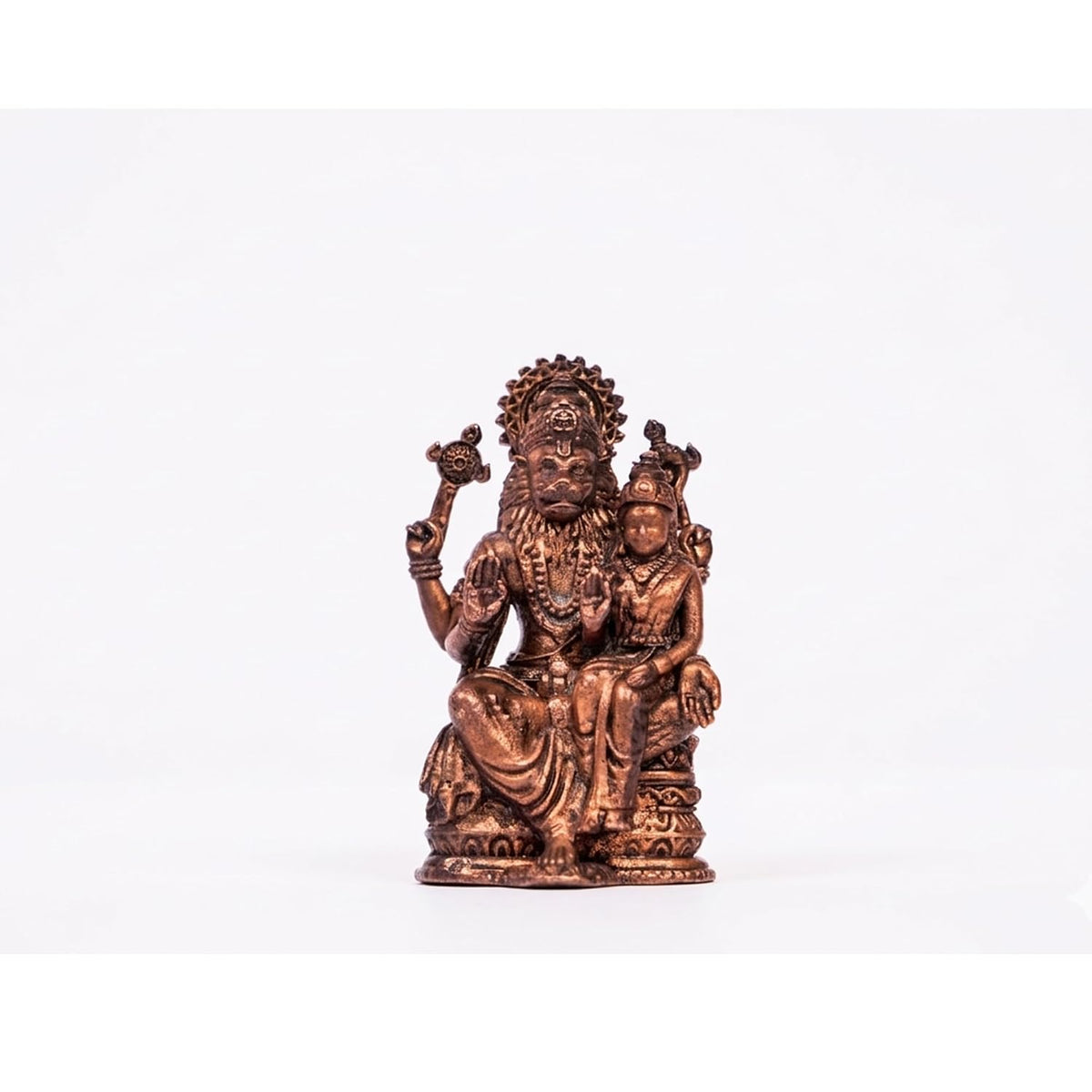 Pure Copper Narasimha Lakshmi (Laxmi) Murti | Handcrafted Copper Idol for Pooja Room, Vastu Decor | Traditional & Auspicious Religious Hindu God Showpiece & Gift Item | 108gm (6x3.5 cm)