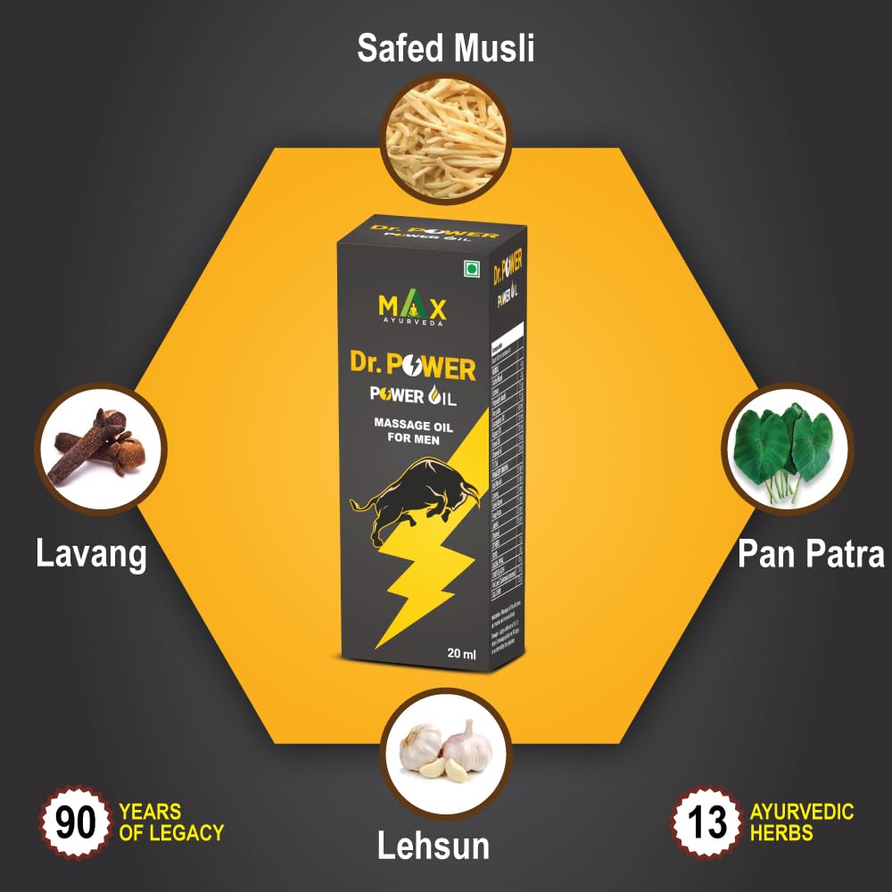 Max Ayurveda Dr Power Natural Herbal Massage Oil For Men - (20ml)