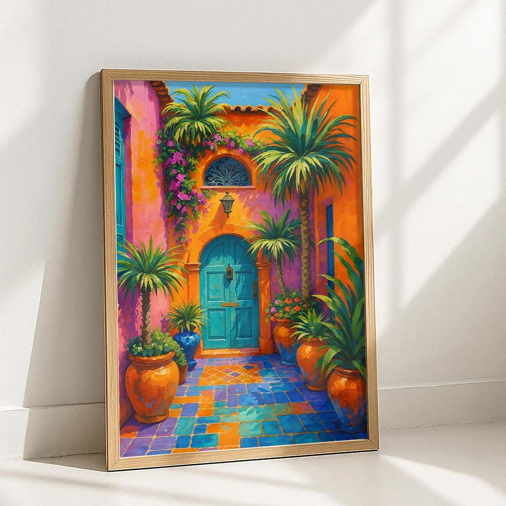 bohemian painting for house, paintings for living room & wall painting for bedroom wall decor - (13x17 Inch boho wall art, Paintings for home decor)