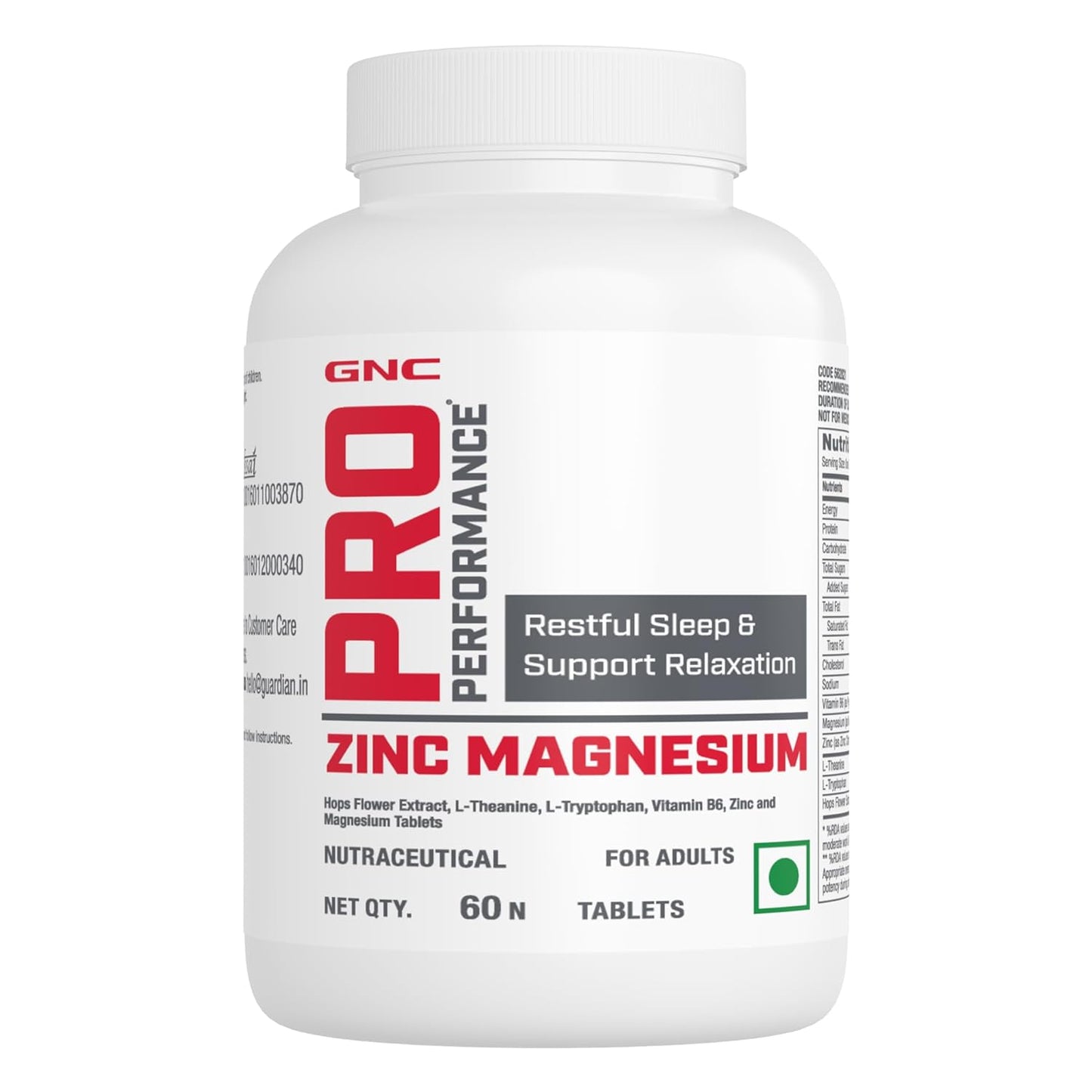 Zephivo GNC Pro Performance Zinc Magnesium Amino Complex | 60 Tablets | Promotes Restful Sleep | Relieves Stress | Boosts Immunity | Calms Nerves | Contains Vitamin B6 & Hops Flower Extract | USA Formulated