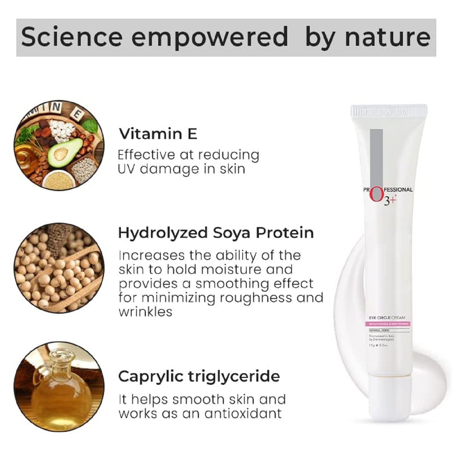 O3+ Eye Circle Cream - Brightening & Whitening for Dark Circles, Finelines and Puffy Bags, 15g