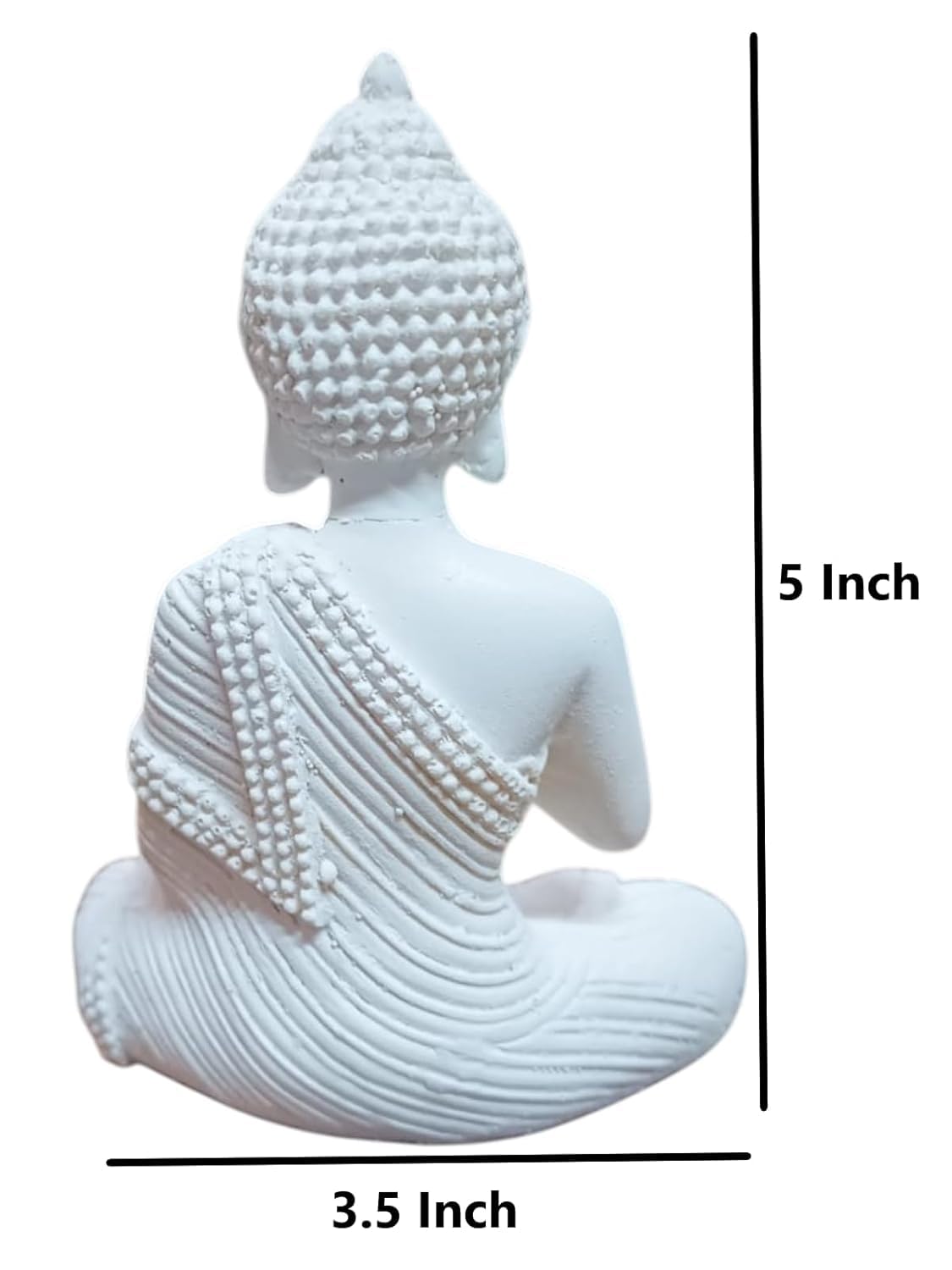 Polyresin White Meditating Buddha Idol Statue || Lord Gautam Buddha Statue Figurine Murti Showpiece for Home Decor, Living Room Decoration, Car Dashboard, Gifting