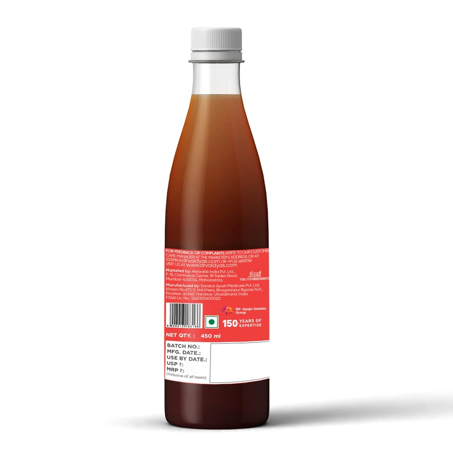 Dr. Vaidya Apple Cider Vinegar Juice | Natural ACV Juice for Weight Loss & Detox | Aids Digestion & Gut Health | Metabolism Booster | ACV Detox Drink Fat Burner for Men & Women | 450ml