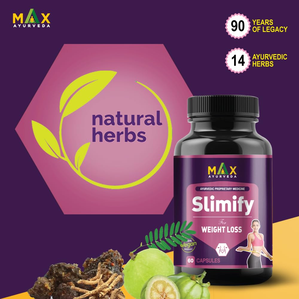 Max Ayurveda Slimify Ayurvedic Capsules For Weight Loss - 60 Capsules