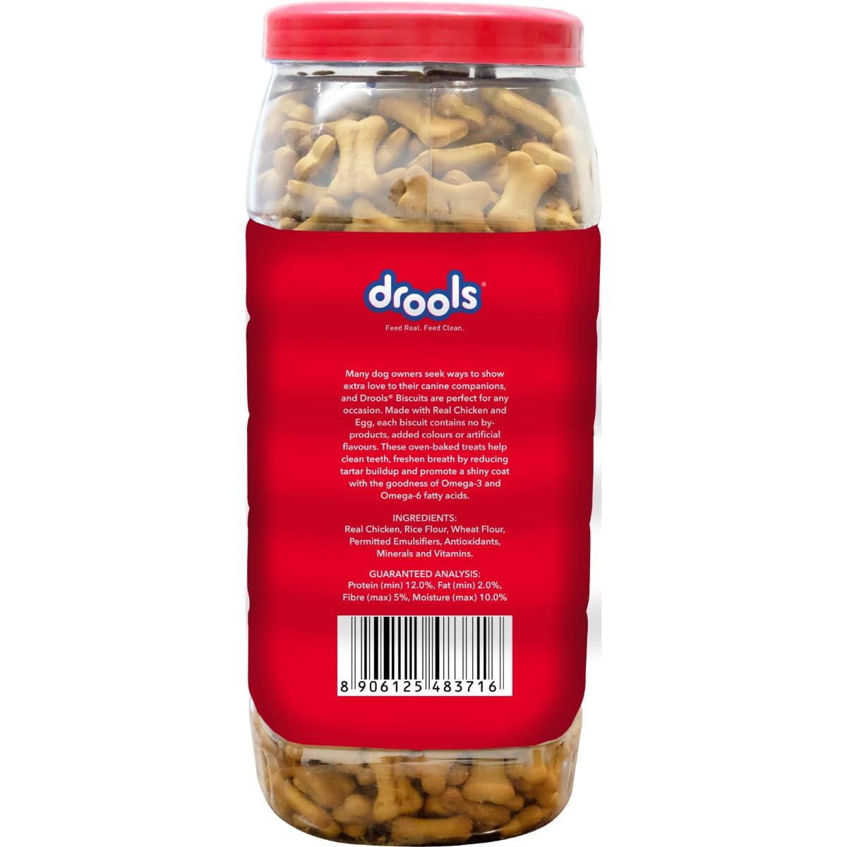 Drools All Life Stages Dog Treat Biscuits 800g Jar | Real Chicken Flavour | All Breed Formula | Promotes Lustrous Skin & Coat | Vitamins & Minerals | Reduces Tartar Build Up