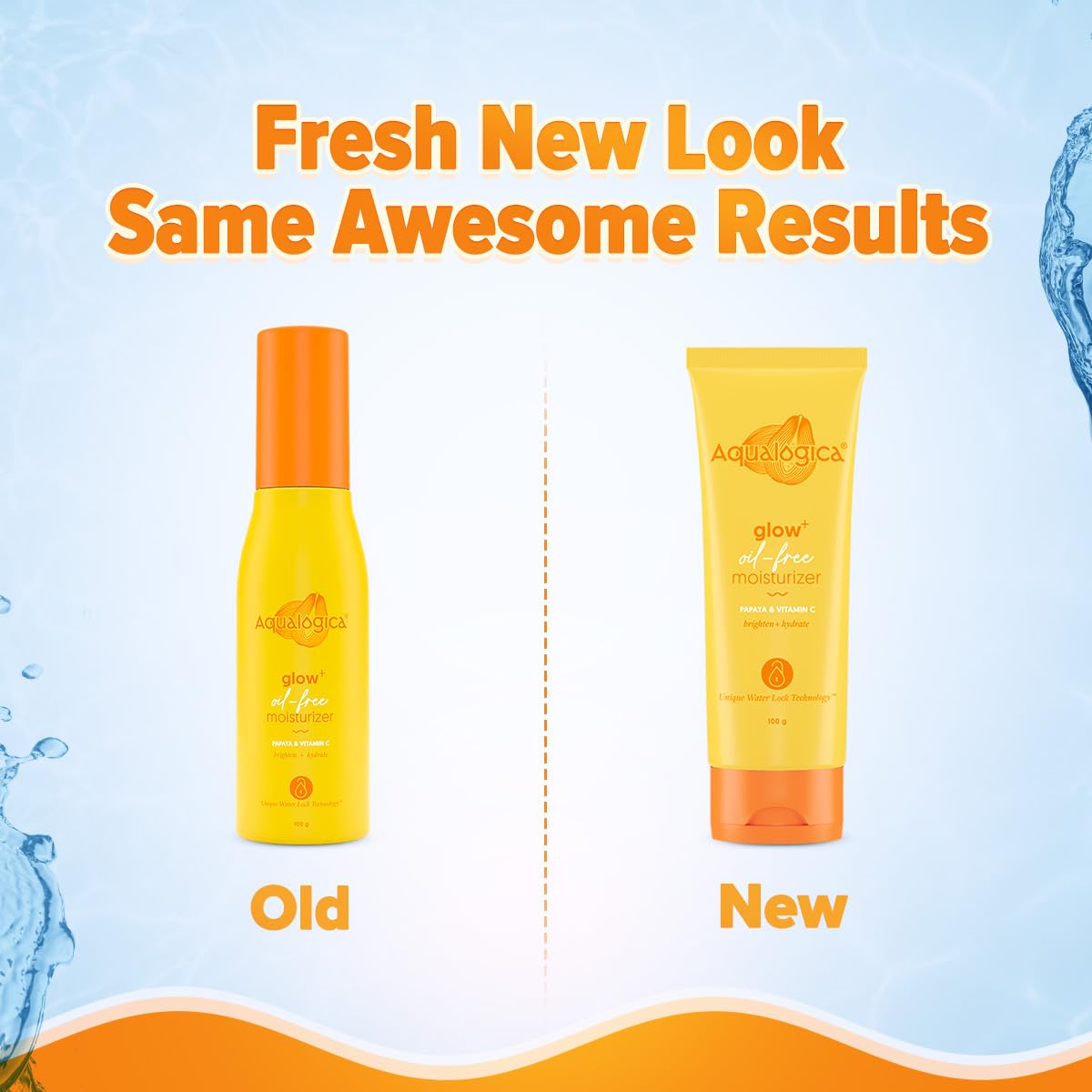Aqualogica Glow+ Oil-Free Moisturizer with Papaya & Vitamin C| Moisturizes to Enhance Glow & Texture | Controls Excess Oil | 100g