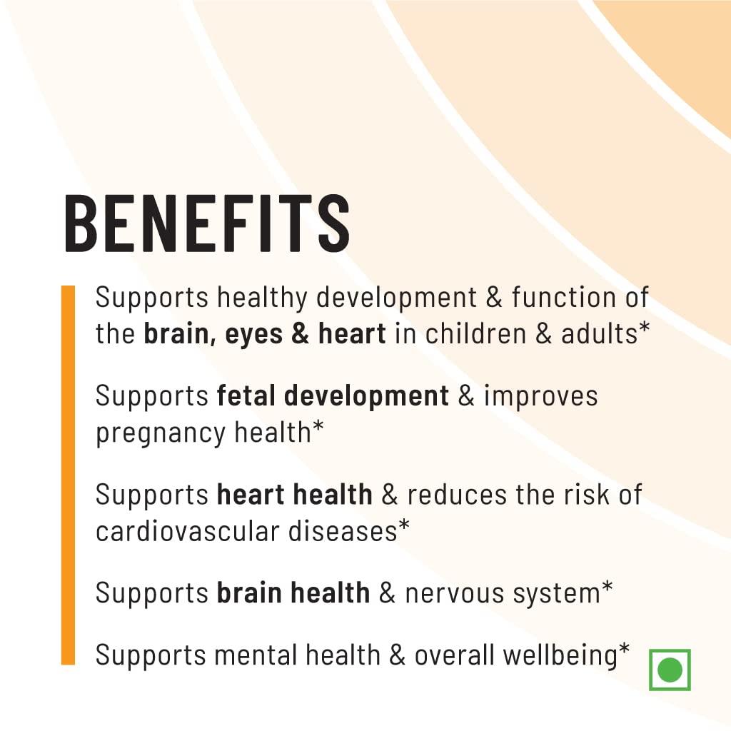 Zephivo Unived Ovegha Vegan Omega-3 DHA | 1000mg Algae Oil 500mg DHA Per Serving (highest DHA/serving) | for Heart, Hair, Skin, Joint, Brain & Eye Health | 60 Vegan Capsules