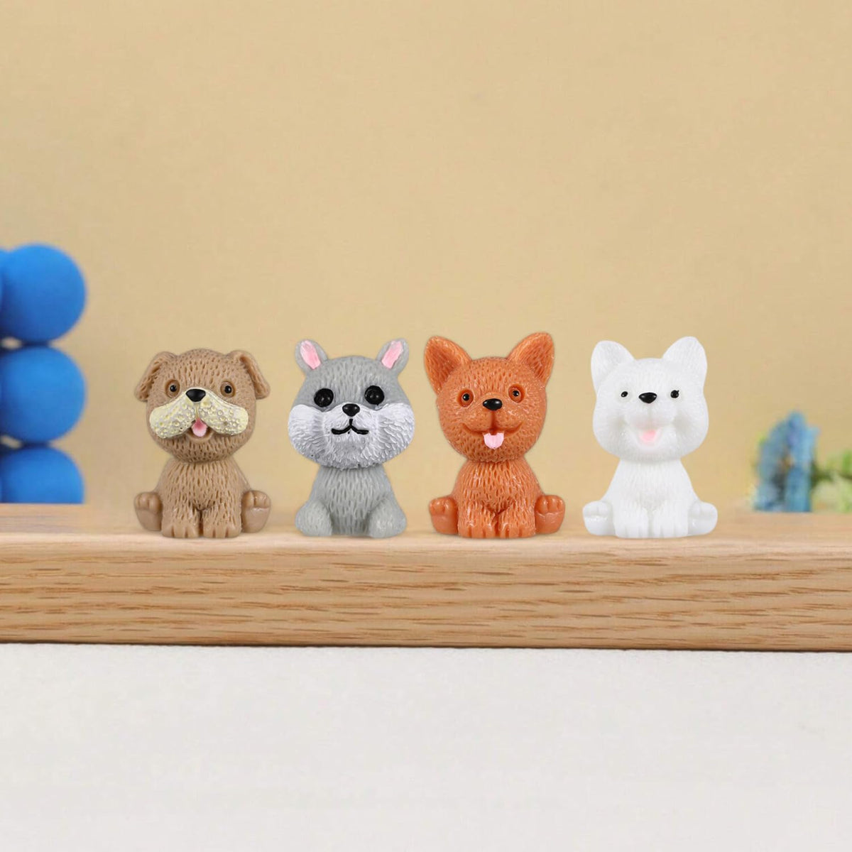 4 Pcs Cartoon Puppy Ornaments Cute Miniature Dog Figurine Animal Dog Characters Toys for Home Garden Dollhouse Cake Topper Decoration