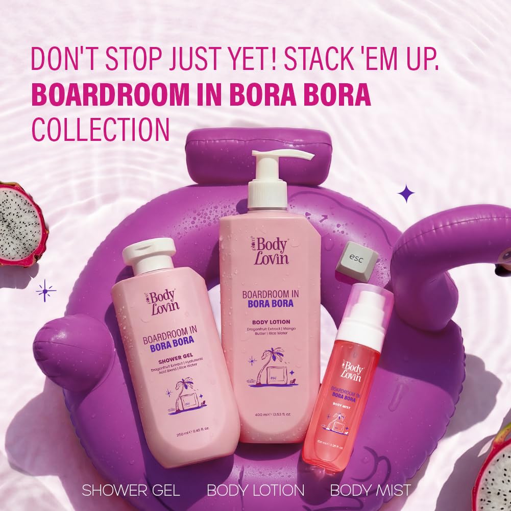 Plum BodyLovin’ Boardroom In Bora Bora Body Lotion | Hydrating & Brightening Body Lotion | Lightweight Hydration | Dragonfruit Extract, Mango Butter & Rice Water | Sweet Tropical Fragrance | 400 ml