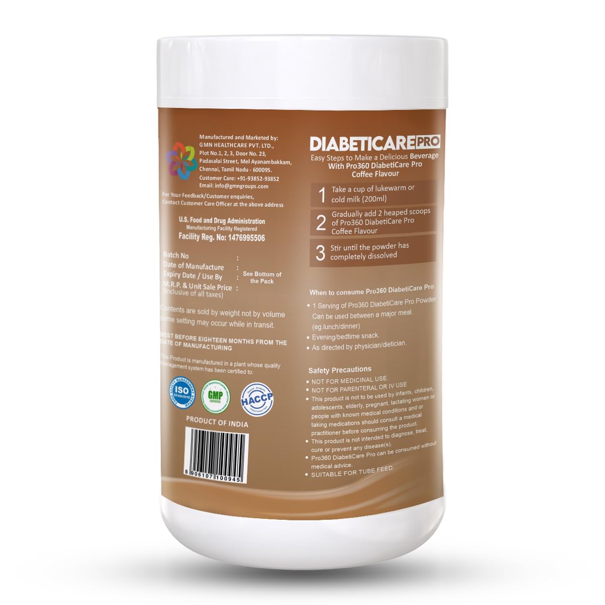 Pro360 Diabeticare Pro Protein Powder for Diabetic Nutrition Supplement for Diabetes Care Helps in Managing Glucose Levels - Zero Added Sugar - Coffee Flavour 200gm