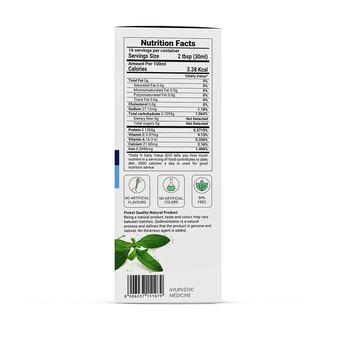 KRISHNA'S HERBAL & AYURVEDA Bhringraj Juice-500 Ml(Pack Of 1)|Preservative Free|Nourishes Hair And Improves Hair Growth
