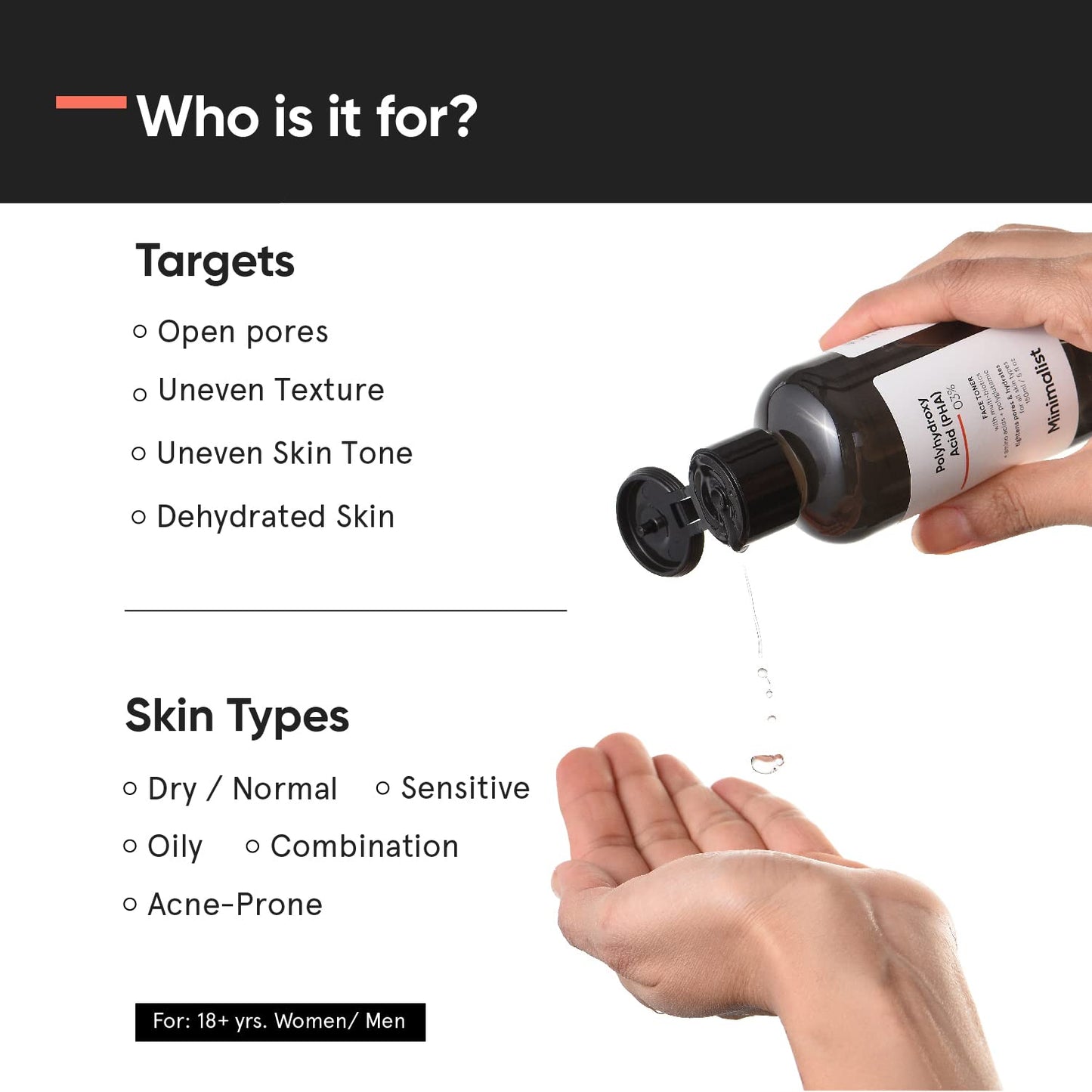 Minimalist Anti Acne PHA 3% Face Toner for Oily Skin | Pore Tightening & Mild Exfoliation For All Skin | Alcohol Free Hydrating Face Toner For Glowing Skin | 150 ml