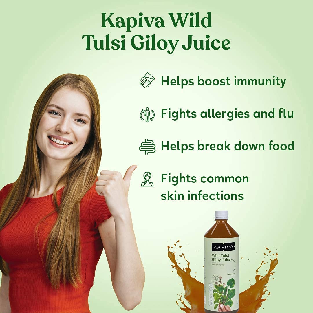 Kapiva Wild Tulsi Giloy Juice | Fresh Tulsi and Neem-grown Giloy to Support Immune Health