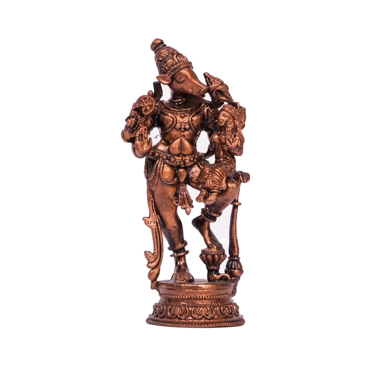 Pure Copper Lakshmi (Laxmi) Varaha Murti | Handcrafted Copper Idol for Pooja Room, Vastu Decor | Traditional & Auspicious Religious Hindu God Showpiece & Gift Item | 63gm (7x3 cm)