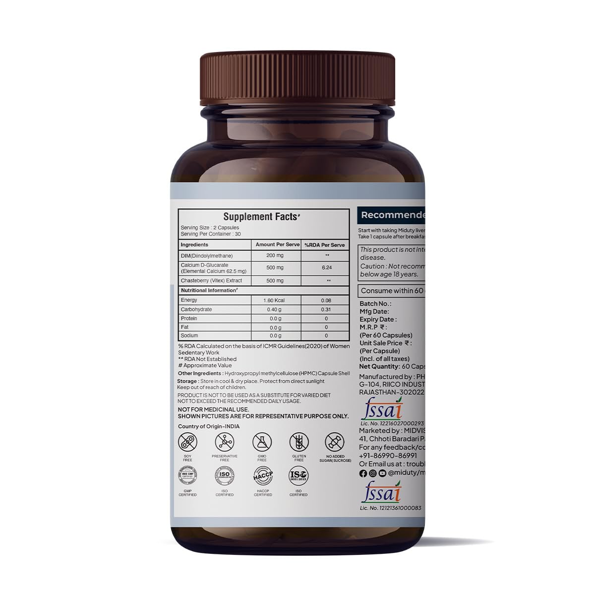 Zephivo Miduty Palak Notes Estro Balance Supplement For Women - 60 Capsules