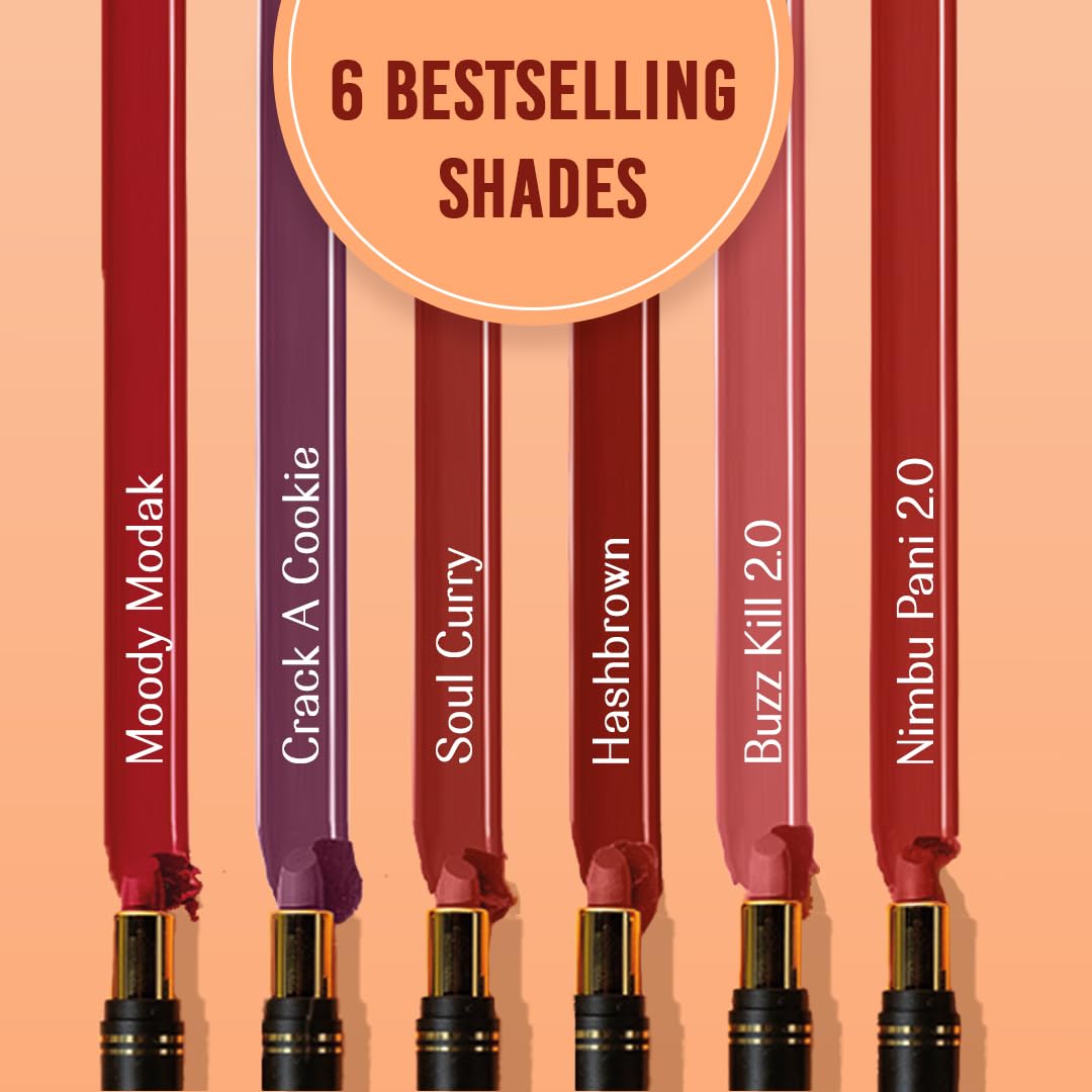 LoveChild Masaba Full Pocket Lipstick, Mauve Lipsticks For Women With Long Lasting Formula Upto 6Hrs, Hydrating & Nourishing, Matte Finish, Crack-A-Cookie, 4g