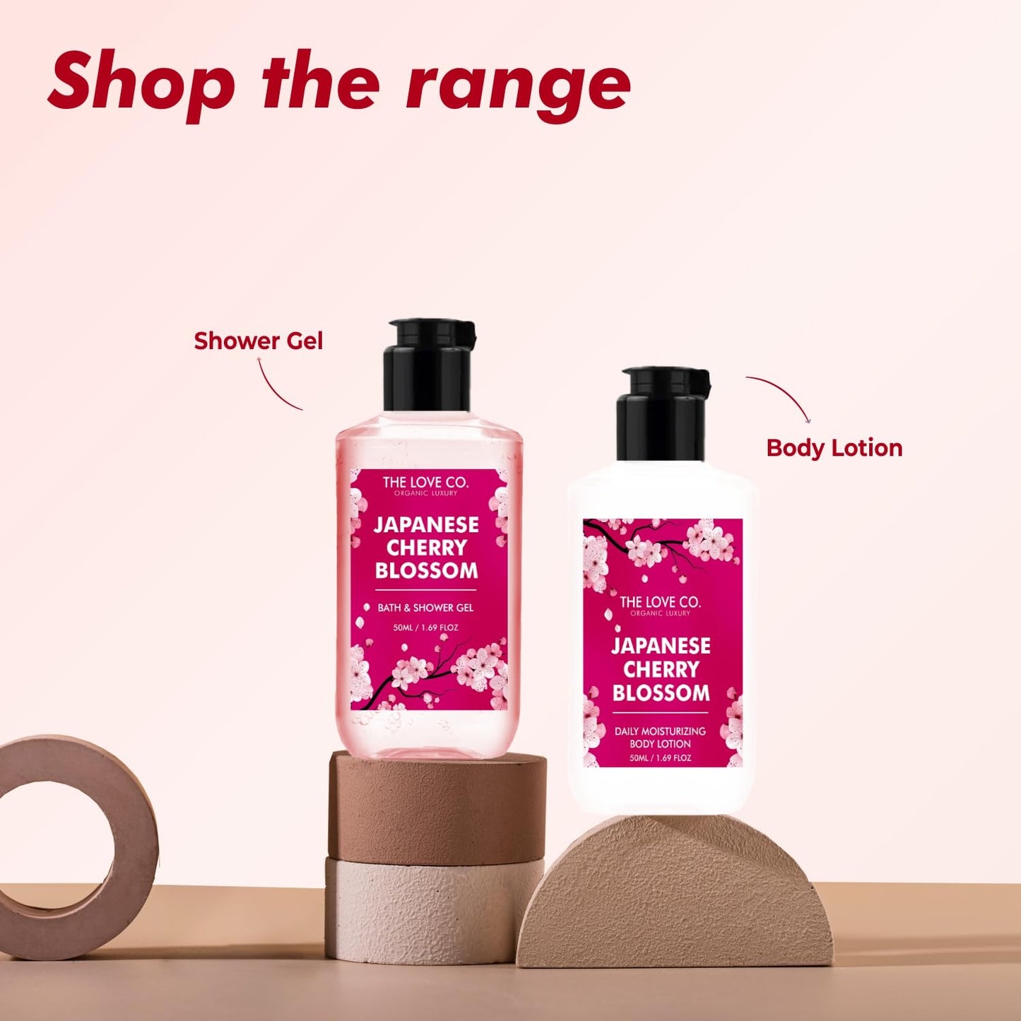 THE LOVE CO. Japanese Cherry Blossom Body Wash 50ml | Luxury Body Wash for Women | Organic & Vegan | Shower Gel Women | 100% Vegan | Luxury Beauty | Body Skin Care Products