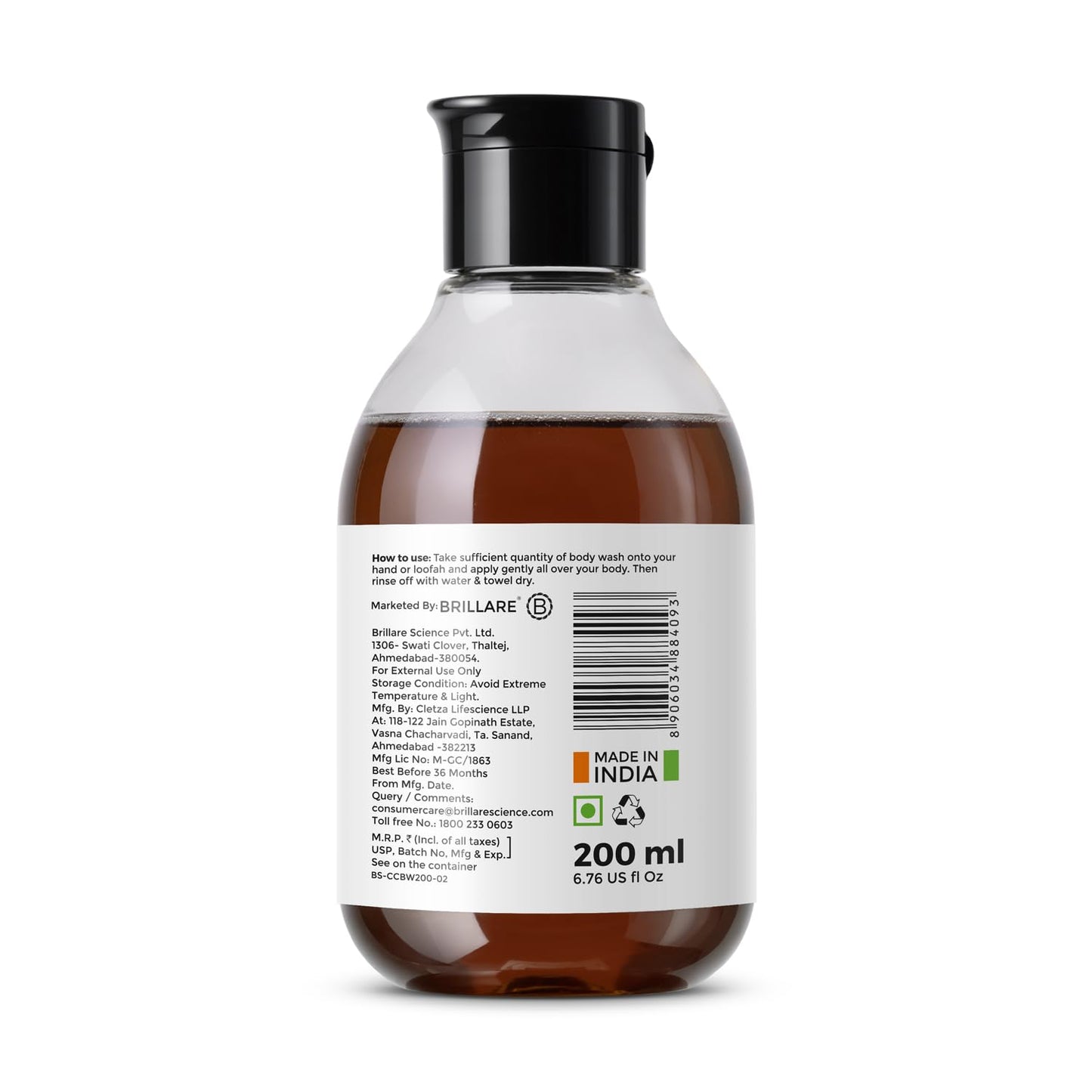 Brillare Coffee & Coconut Body Wash for Energized & Moisturised Skin
