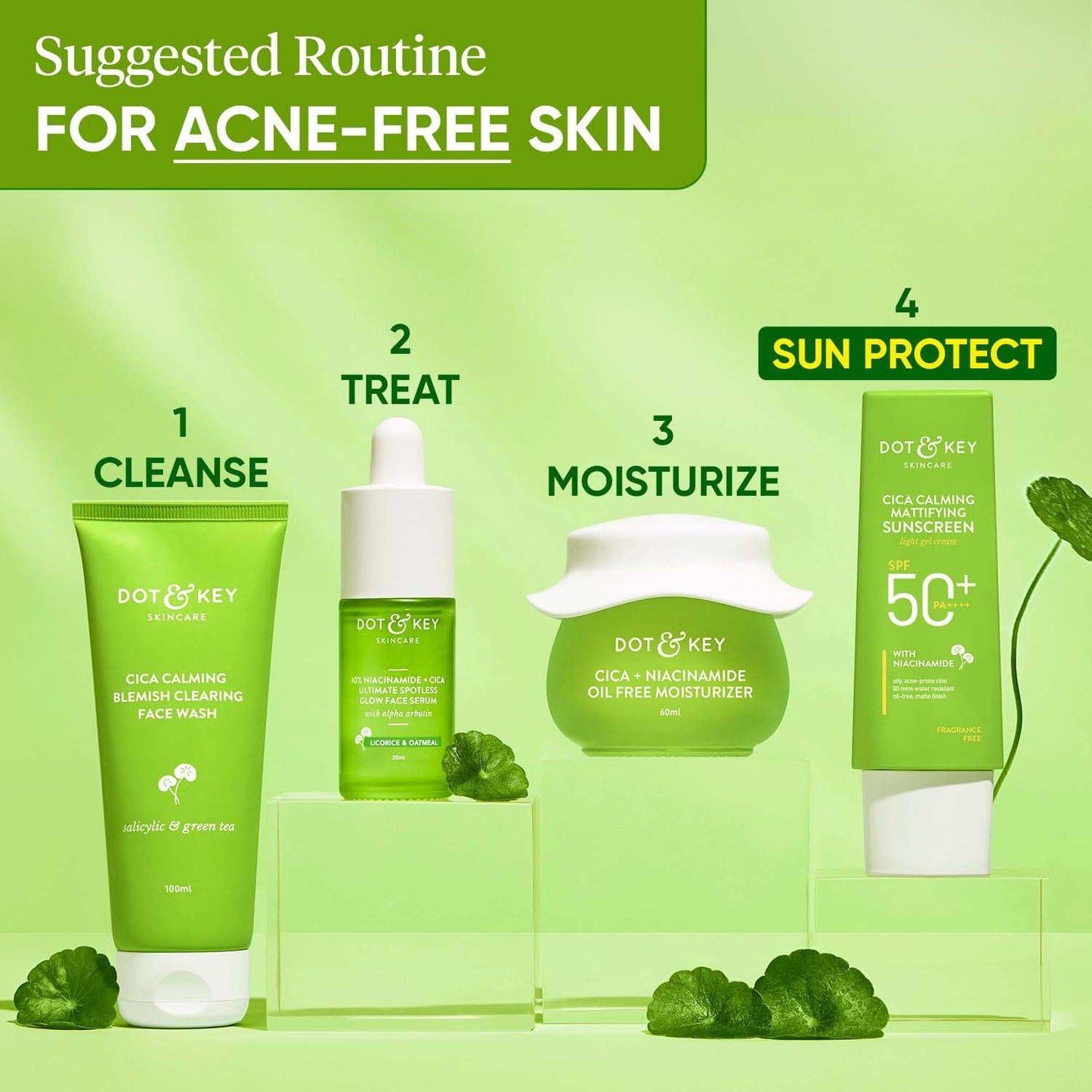Zephivo Dot & Key CICA Calming Mattifying Sunscreen SPF 50 PA++++ | For Oily Acne Prone & Sensitive Skin | UVA/UVB Protection | No White Cast, Ultra Light, Fragrance Free & Quick Absorbing | 50g