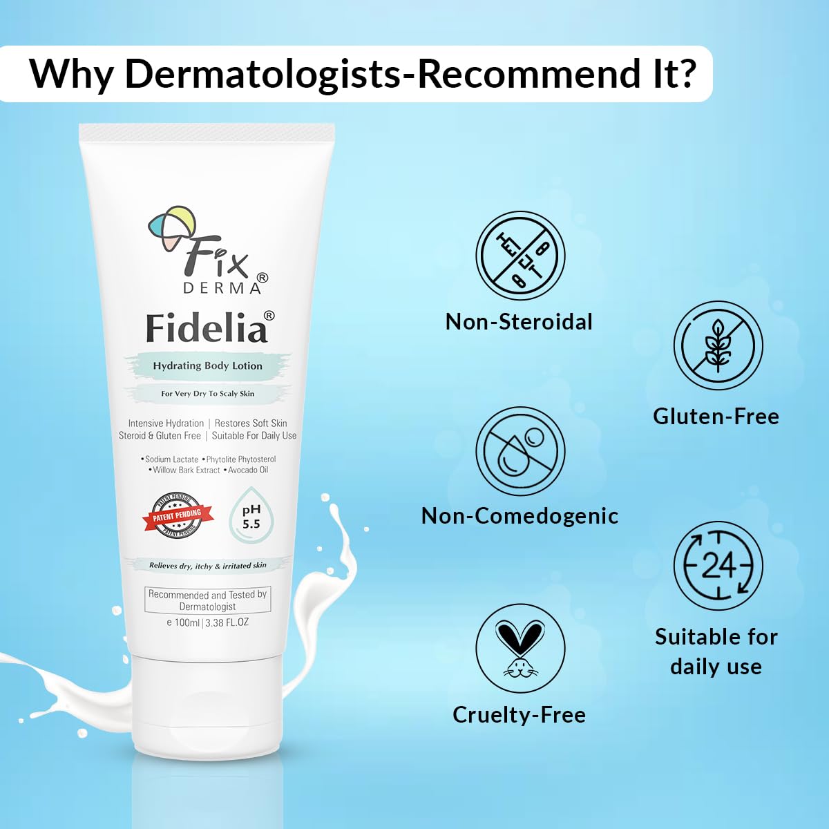 Fixderma Fidelia Hydrating Body Lotion | Moisturizer for face & Body | Body lotion for Women & Men Hydrating Lotion - 100 ml (Pack of 1)