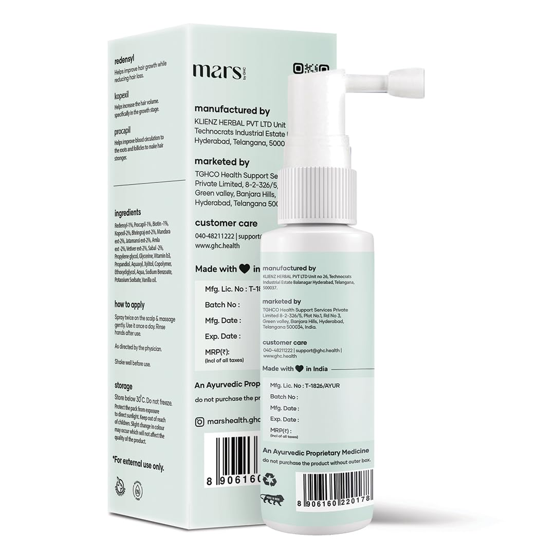 Mars by GHC Hair Growth Vitalizer | 3% Redensyl, 1% Procapil, 2% Kopexil | Nourishing Formula | Paraben, SLS & Sulphate-Free 60 ml