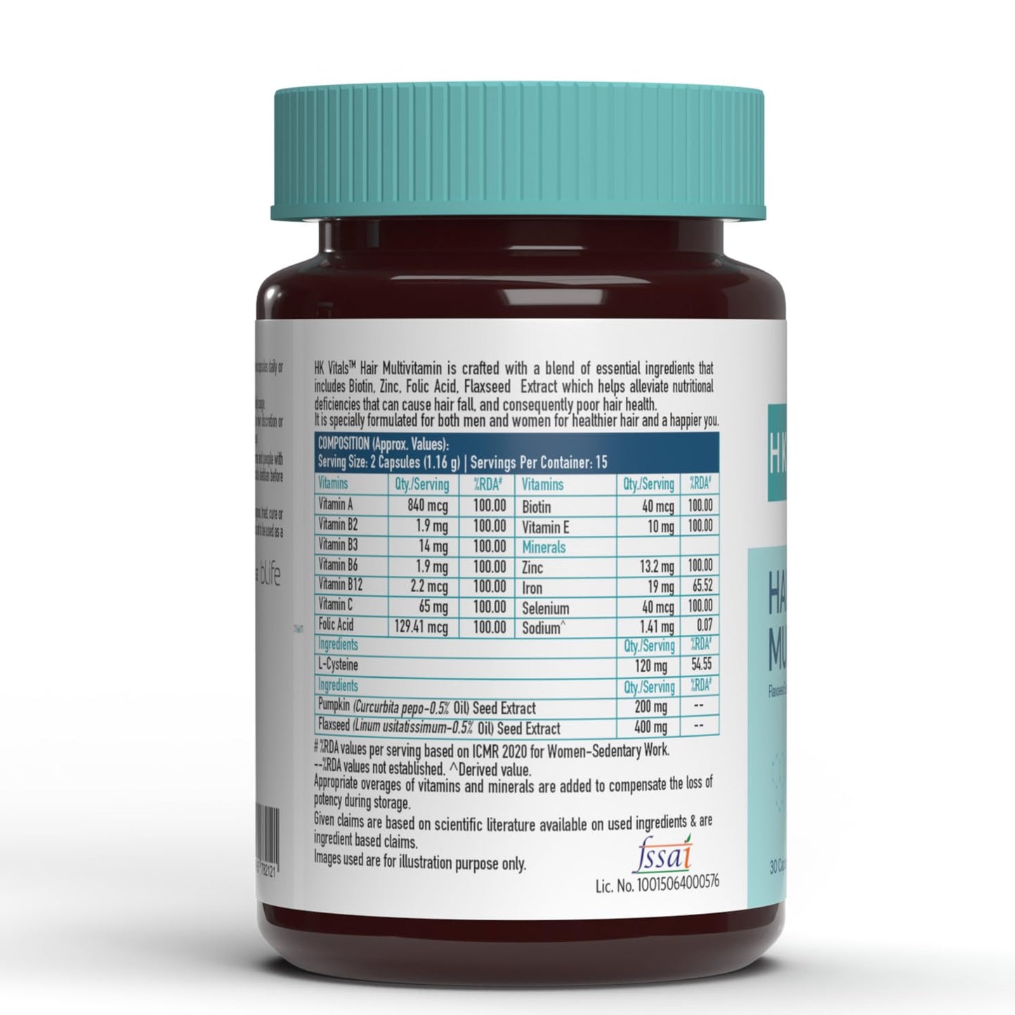 HealthKart HK Vitals Hair Multivitamin with DHT Blockers (30 Capsules) & Biotin Hair Gummies (Strawberry, 30 Gummies) Combo Pack