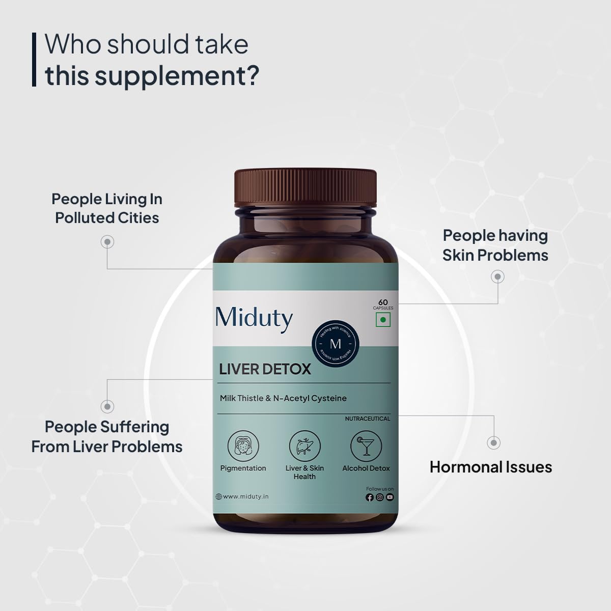 Zephivo Miduty Palak Notes Liver Detox Supplement Milk Thistle Natural Body Detox & Digestive Enzymes- Fit Health Fatty Liver Care - Supports Fatty Liver, Natural Detoxification Formula - 60 Capsules