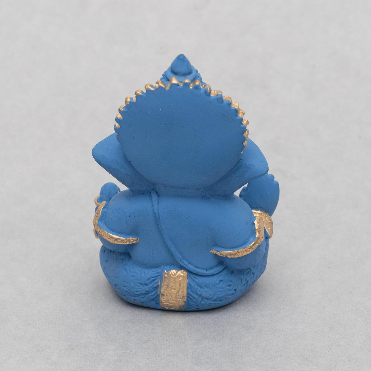 Lord Ganesha Idol for Car Dashboard, Home Temple & Office Decor | Gold Plated Resin Ganpati Murti for Puja, Mandir, Vastu, Diwali, Housewarming Gift | 3.5 Inch | Pack of 1 (Blue)