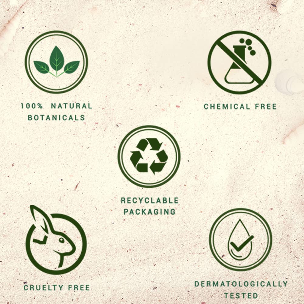 Set of green icons representing eco-friendly and safety attributes on a textured beige background.