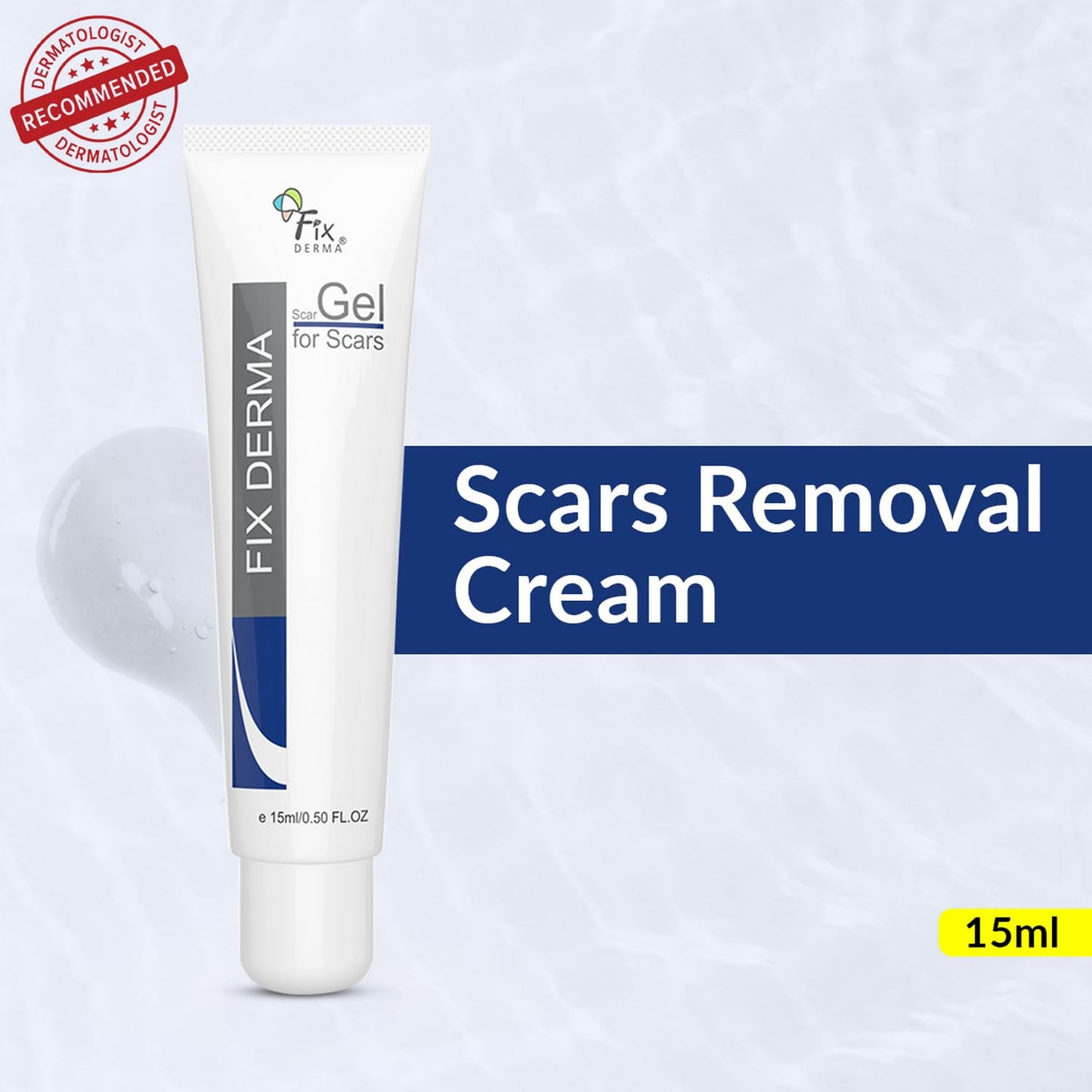 Fixderma Scar gel, Reduces Acne Scars, Surgery Scars, Injury Scars, Burn Scars, Keloid Scars, Scar Diminishing Gel, Scars due to Stretch marks, Suitable for all skin types- 15g