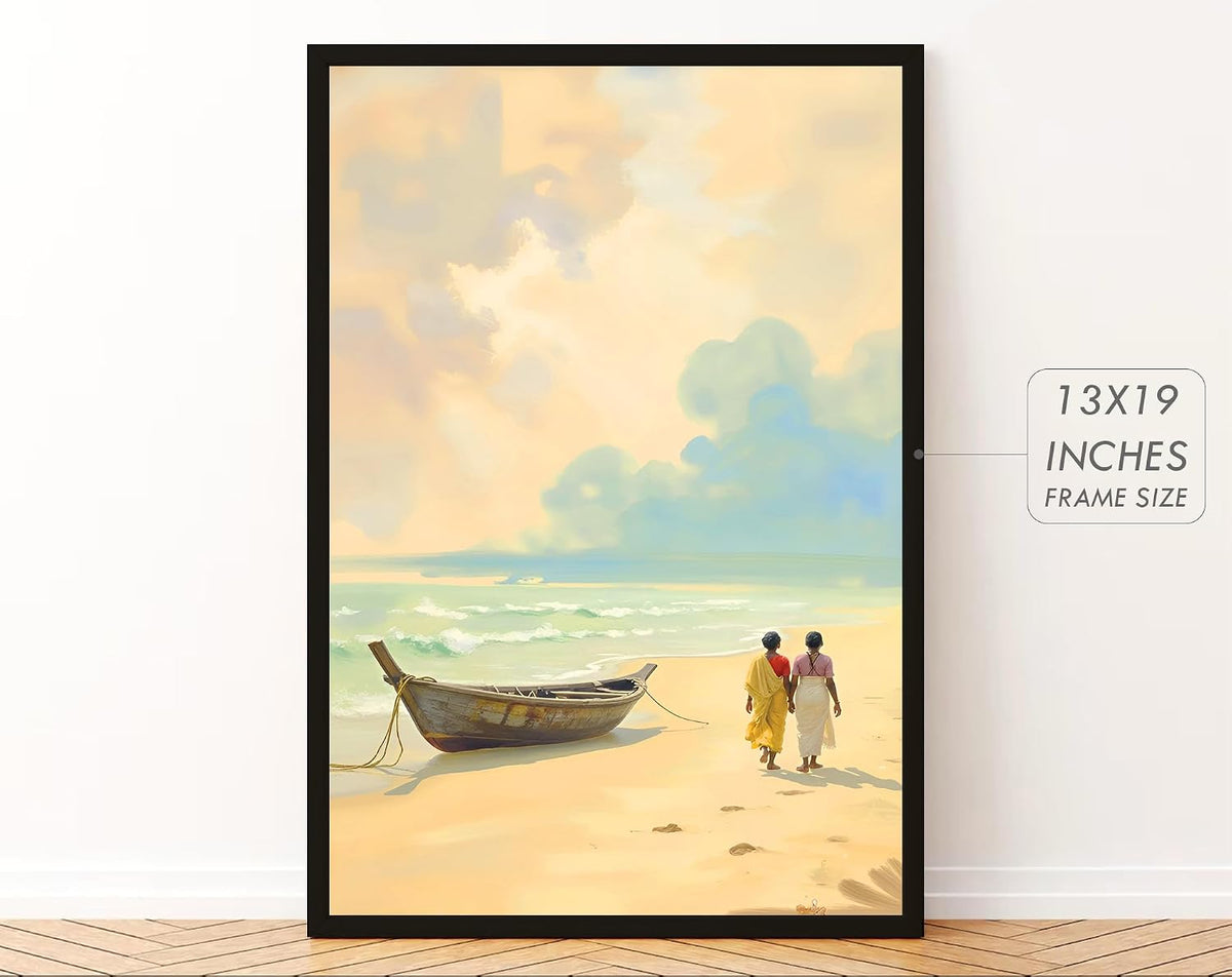 Big Aesthetic Indian Framed Posters Wall Decor Paintings For Living Room, Bedroom/Big Paintings For Wall Decoration/Posters Gift Items For Girls (13x19 Inches) (Village)