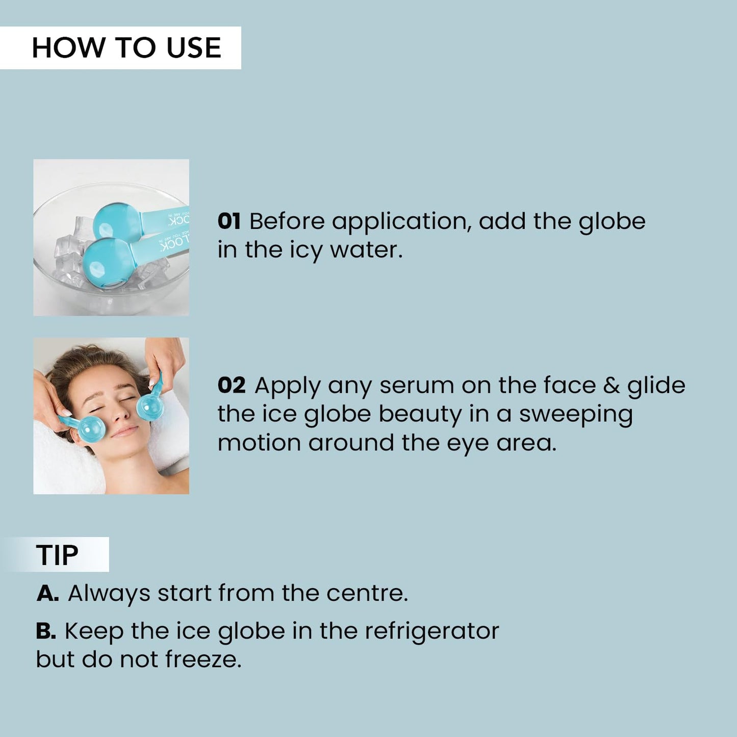 O3+ AGELOCK Ice Beauty Globe | Glass Roller for Face,Neck, Eye-Circles Cooling | Ice-massage Roller | Skin Tightening | Anti Ageing | Reduces Wrinkles and De-puffing (1 Piece)