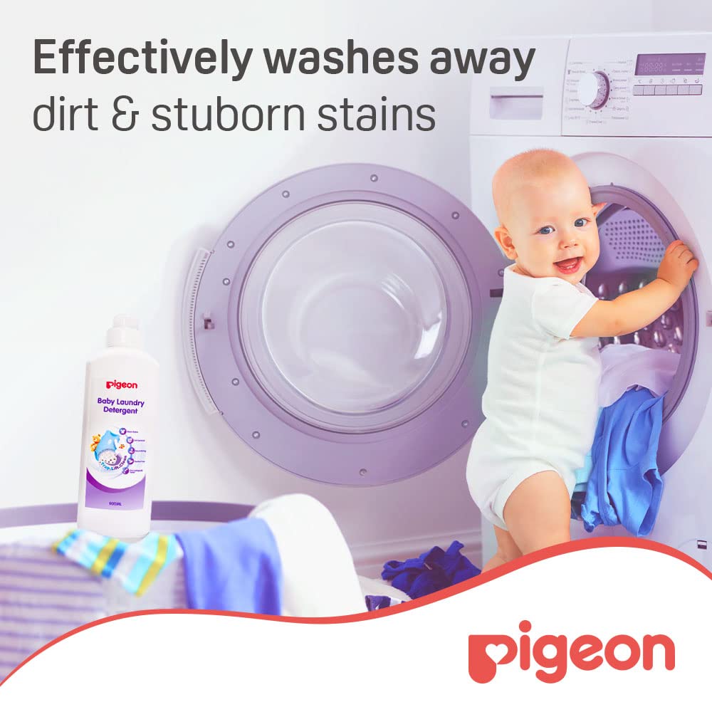 Pigeon Baby Laundry Liquid Detergent – 900 ml Dispenser Bottle | Removes Tough Stains, Gentle on Baby Clothes | Hypoallergenic, Mild Fragrance, Safe for Newborns