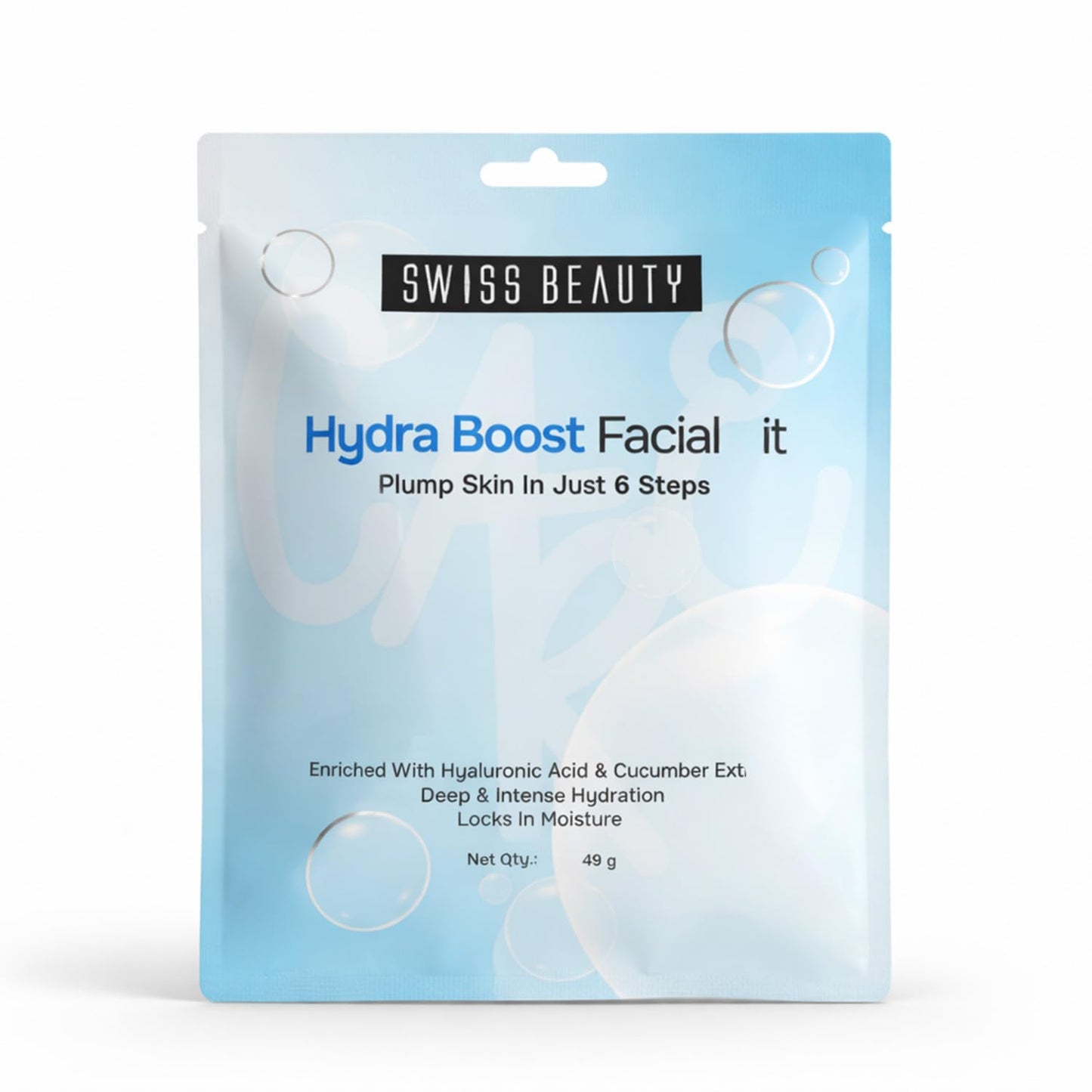 Swiss Beauty Care Hydro Boost Facial Kit | Plump Skin In 6 Steps | With Hyaluronic Acid & Cucumber Extract | Deeply Hydrates & Nourishes | 49g