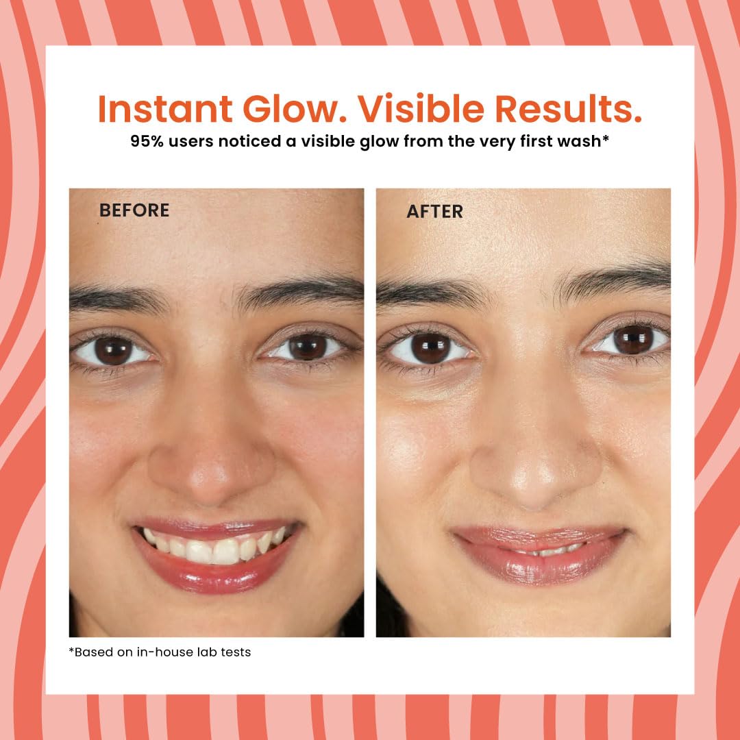 Foxtale Vitamin C Super Glow Face Wash with Papaya enzyme | Reduces Tan | Boosts Glow | Gently Exfoliates & Brightens Skin | Reduces Pigmentation | Face Wash for Men & Women- 100ml