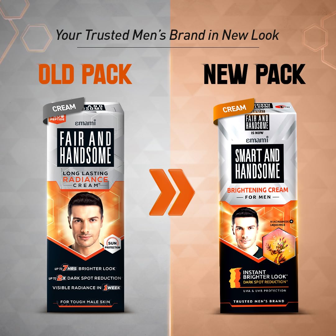 Fair and Handsome Smart And Handsome Long Lasting Radiance Cream | 2X Spot Reduction | 7 Hrs Brighter Look | Pro-Peptide | Face Cream for Men | 60g