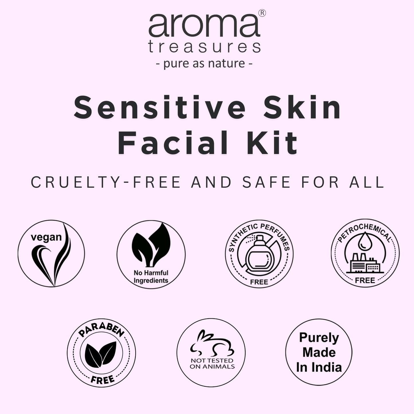 Aroma Treasures Sensitive Skin Soothing Facial Kit, 7-Step Spa Experience with Lavender, Chamomile, Calendula & Niacinamide, Hydrating & Brightening Skincare for Sensitive Skin, 48g/ml