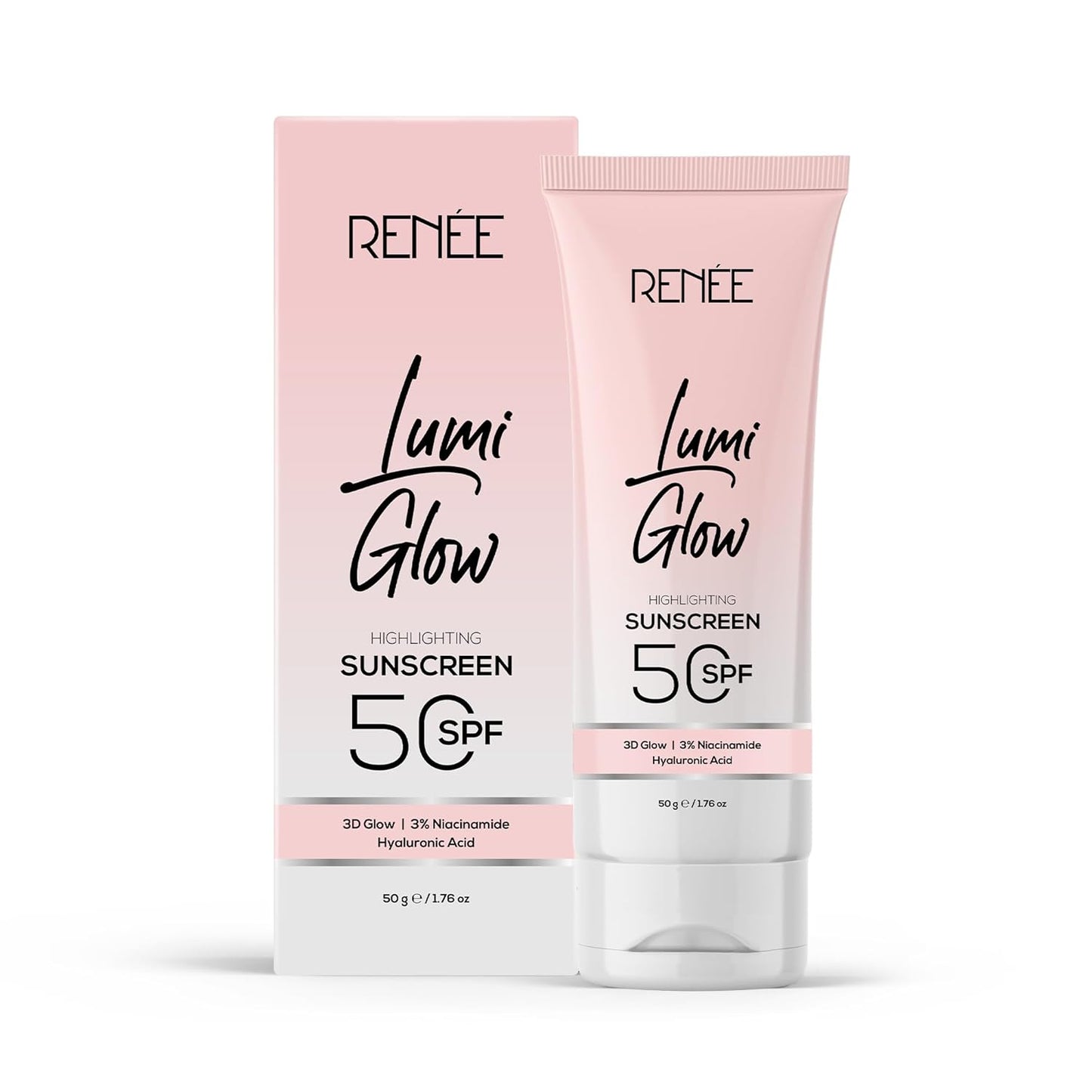 REÞne Lumi Glow Sunscreen SPF 50 packaging on a white background