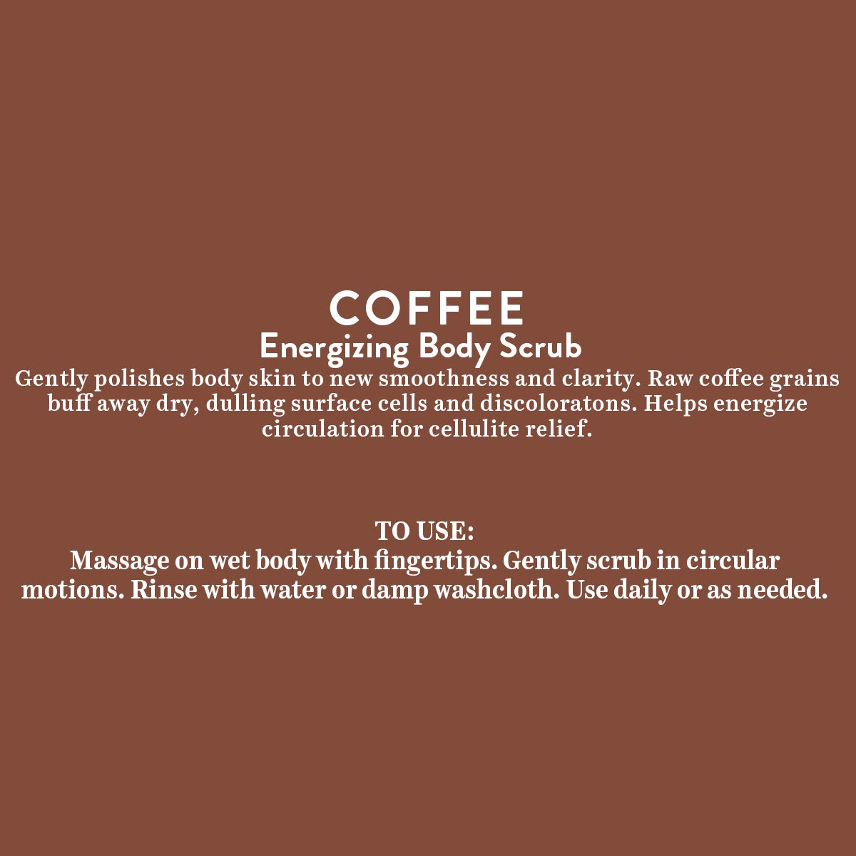 Instructions for using coffee body scrub on a brown background