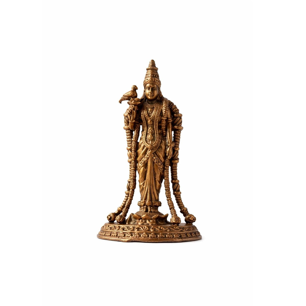 Pure Copper Meenakshi Devi Murti | Handcrafted Copper Idol for Pooja Room, Vastu Decor | Traditional & Auspicious Religious Hindu God Showpiece & Gift Item | 77gm (7x4.5 cm)