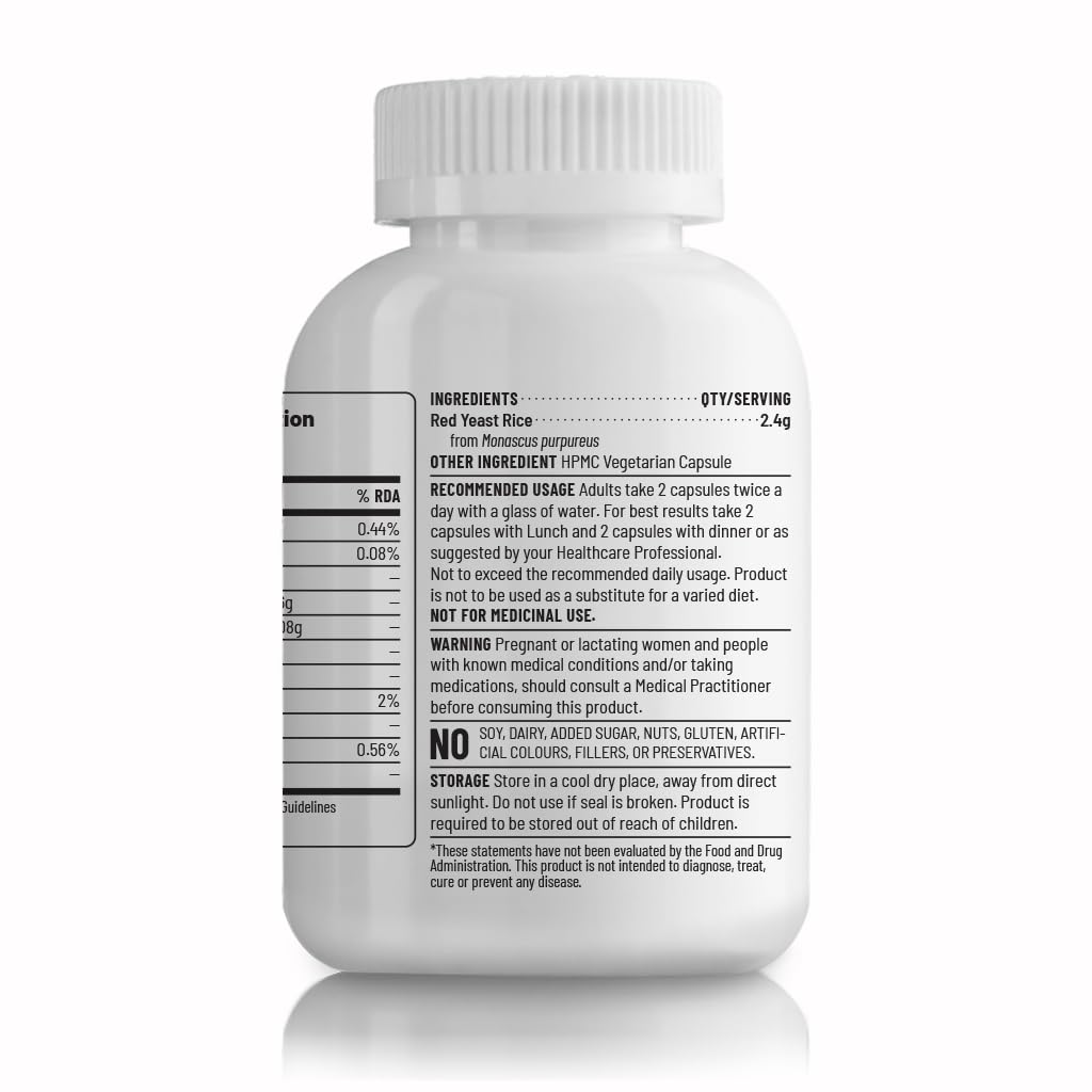 Zephivo Unived Red Yeast Rice, 1200mg Per Serving, For Heart Health & Cholesterol Management, 120 Capsules