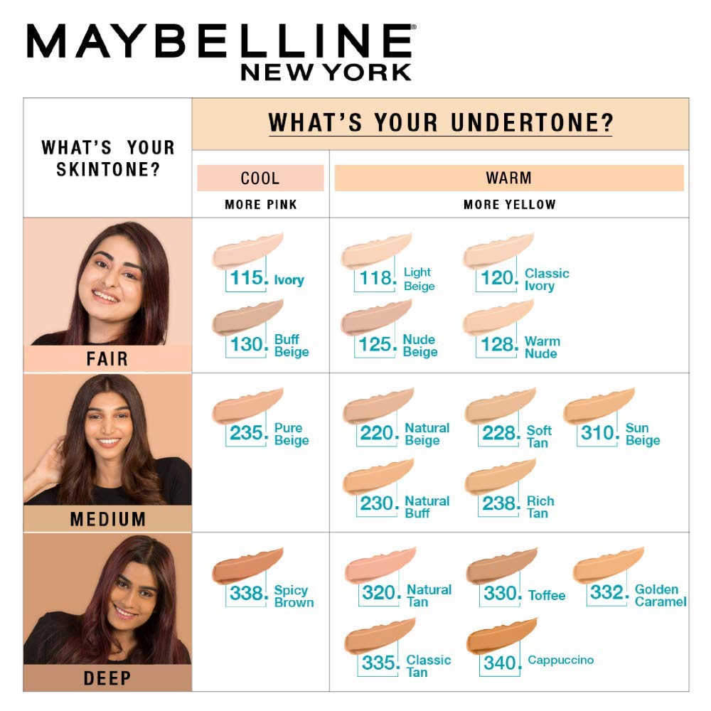 Maybelline New York Liquid Foundation, Matte & Poreless, Full Coverage Blendable Normal to Oily Skin, Fit Me, 330 Toffee, 18ml